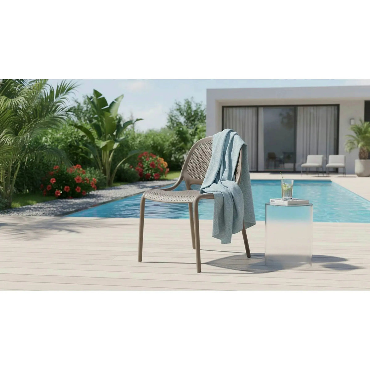 Scaun de gradina K532, grej, polipropilena, 50x56x80 cm