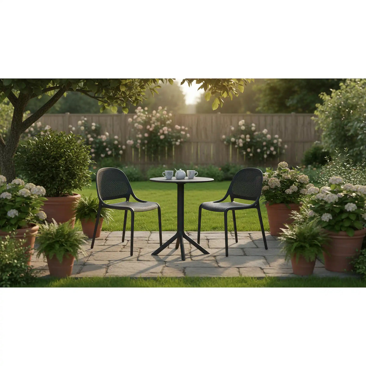 Scaun de gradina K532, negru, polipropilena, 50x56x80 cm