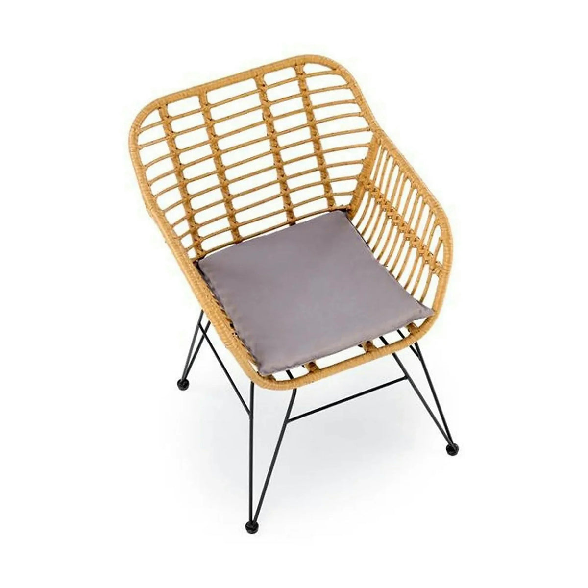 Scaun de gradina K541, gri/stejar, stofa/ratan sintetic, 55x58x77 cm