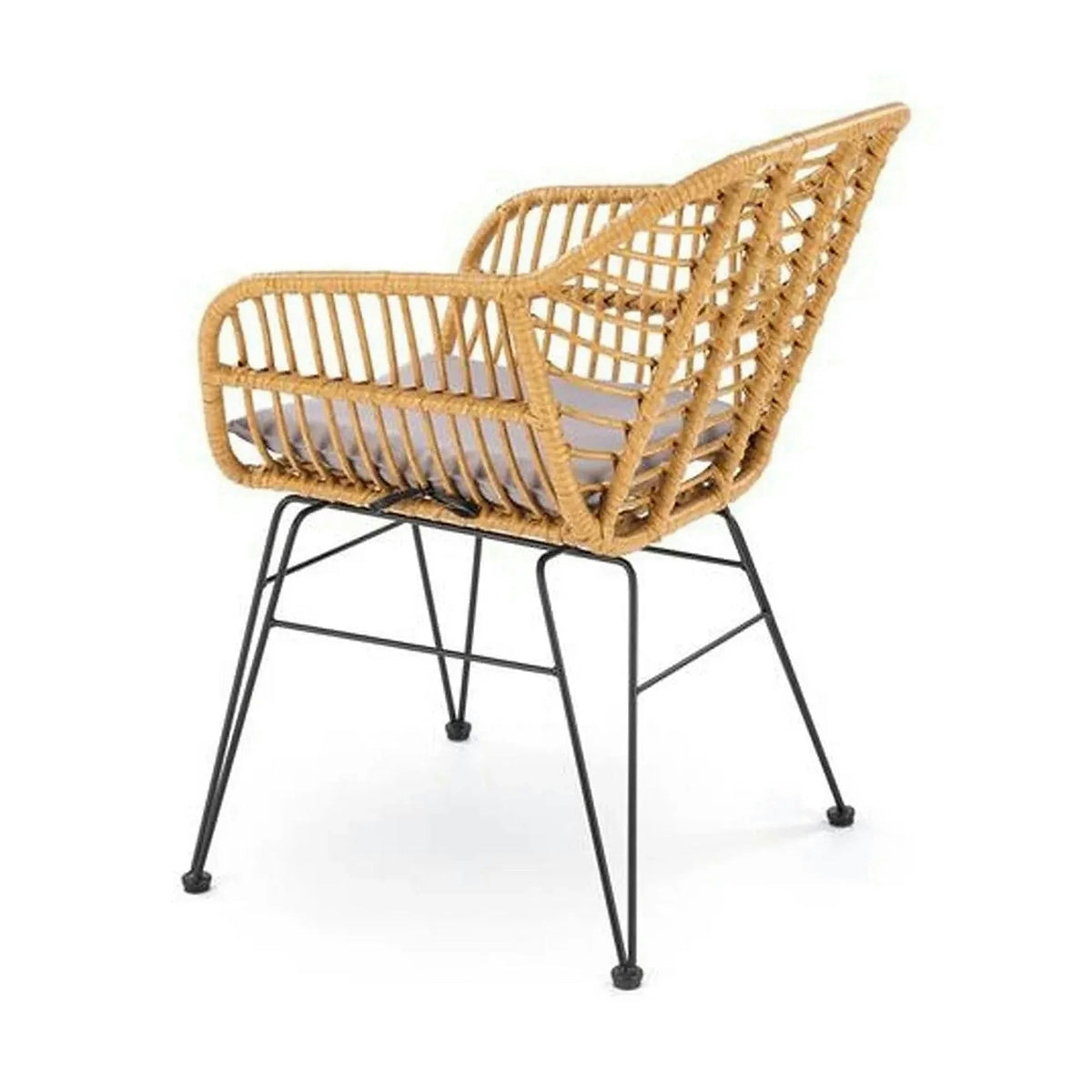Scaun de gradina K541, gri/stejar, stofa/ratan sintetic, 55x58x77 cm