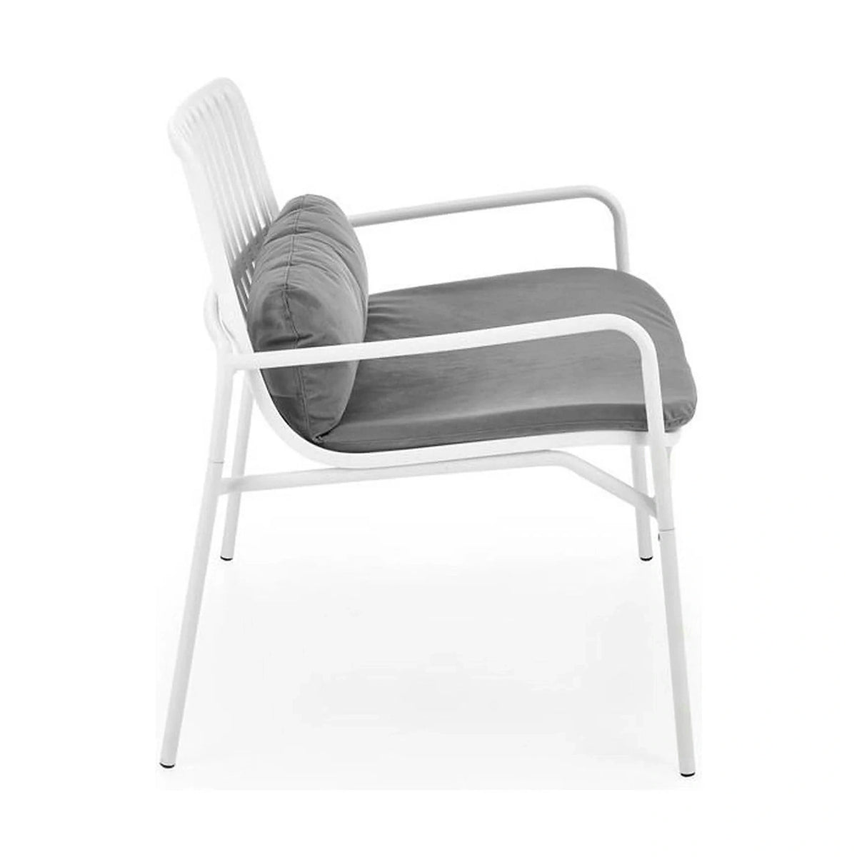 Scaun de gradina MELBY, gri/alb, stofa/polipropilena, 71x66x75 cm