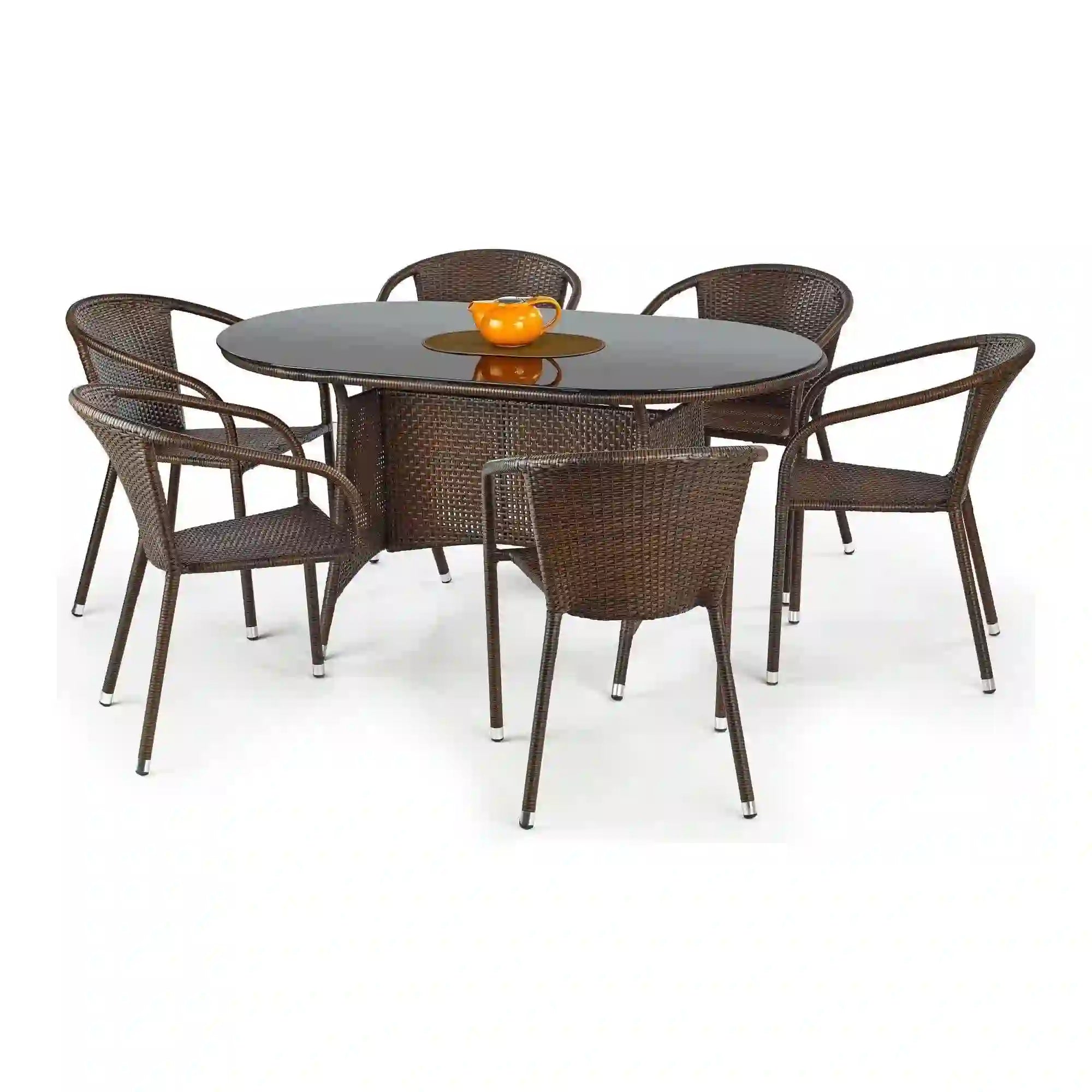 Scaun de gradina MIDAS, maro inchis, rattan sintetic/otel, 57x57x78 cm