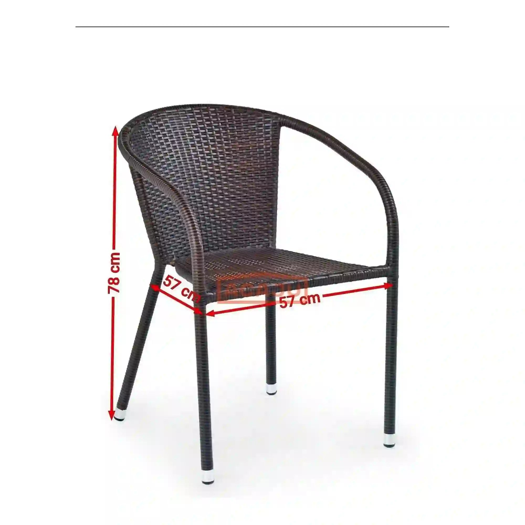 Scaun de gradina MIDAS, maro inchis, rattan sintetic/otel, 57x57x78 cm