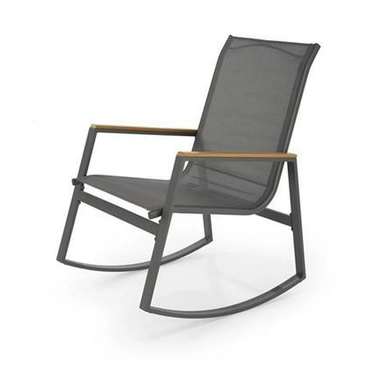 Scaun de gradina ZLATAN, gri inchis, plasa/polipropilena/metal, 62x86x97 cm