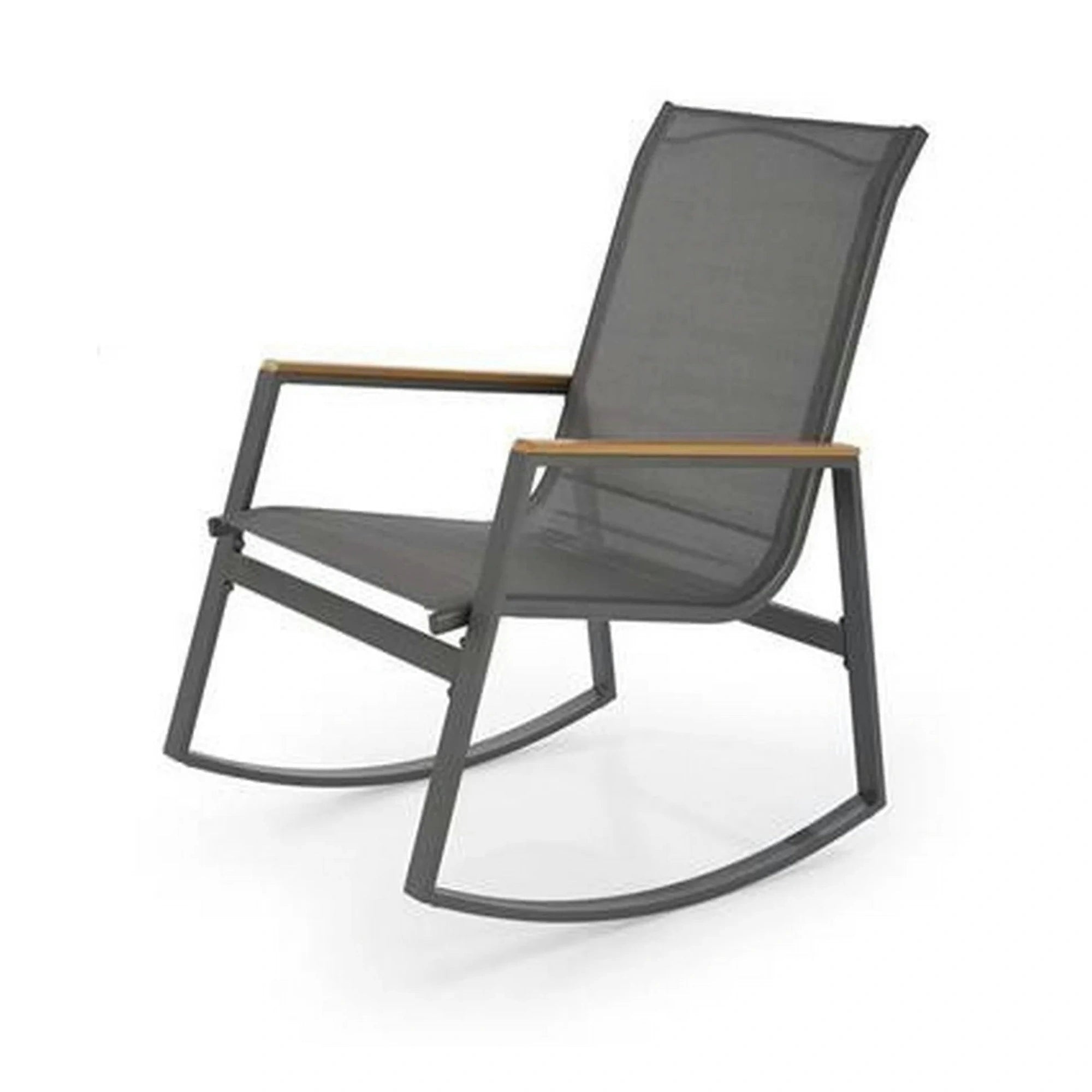 Scaun de gradina ZLATAN, gri inchis, plasa/polipropilena/metal, 62x86x97 cm
