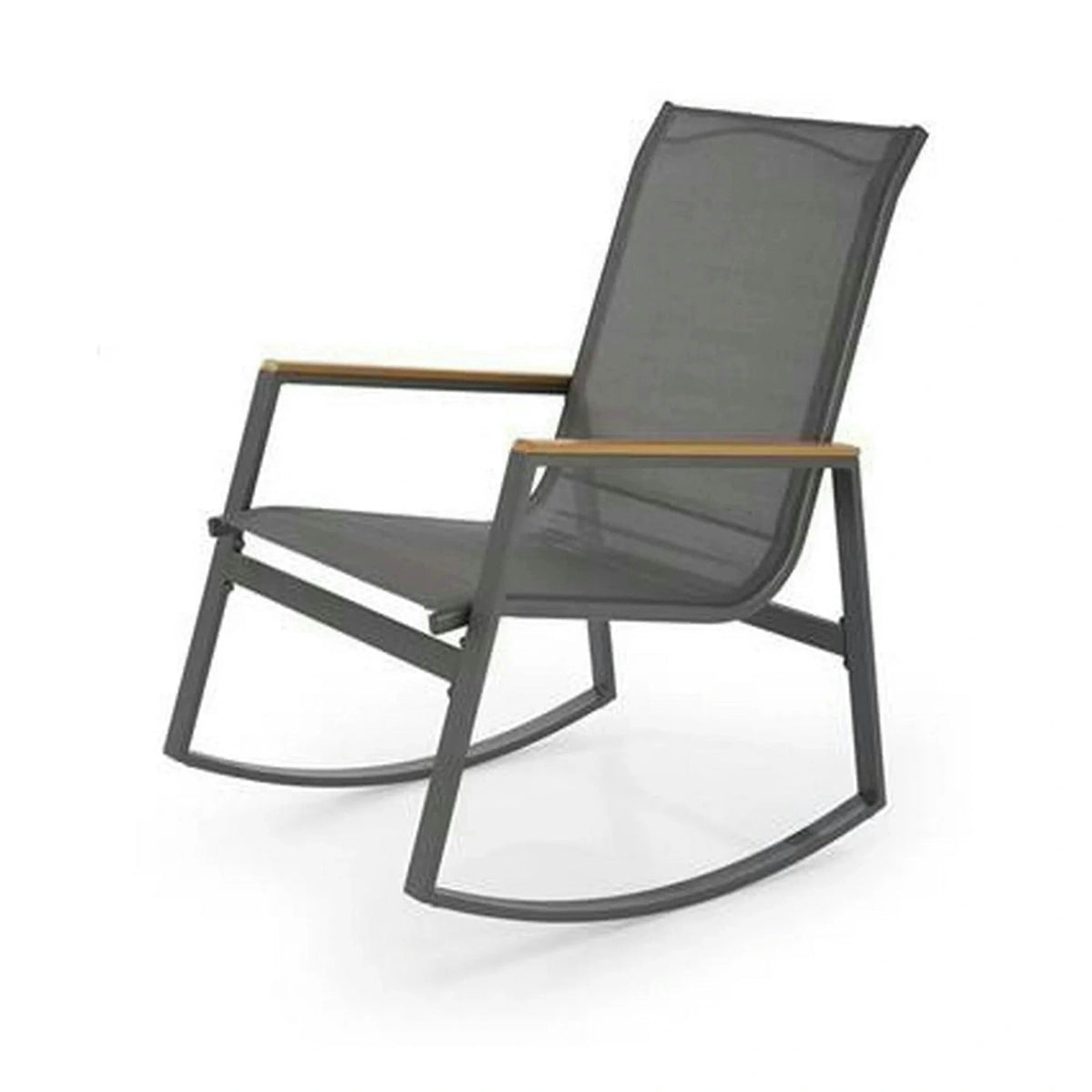 Scaun de gradina ZLATAN, gri inchis, plasa/polipropilena/metal, 62x86x97 cm
