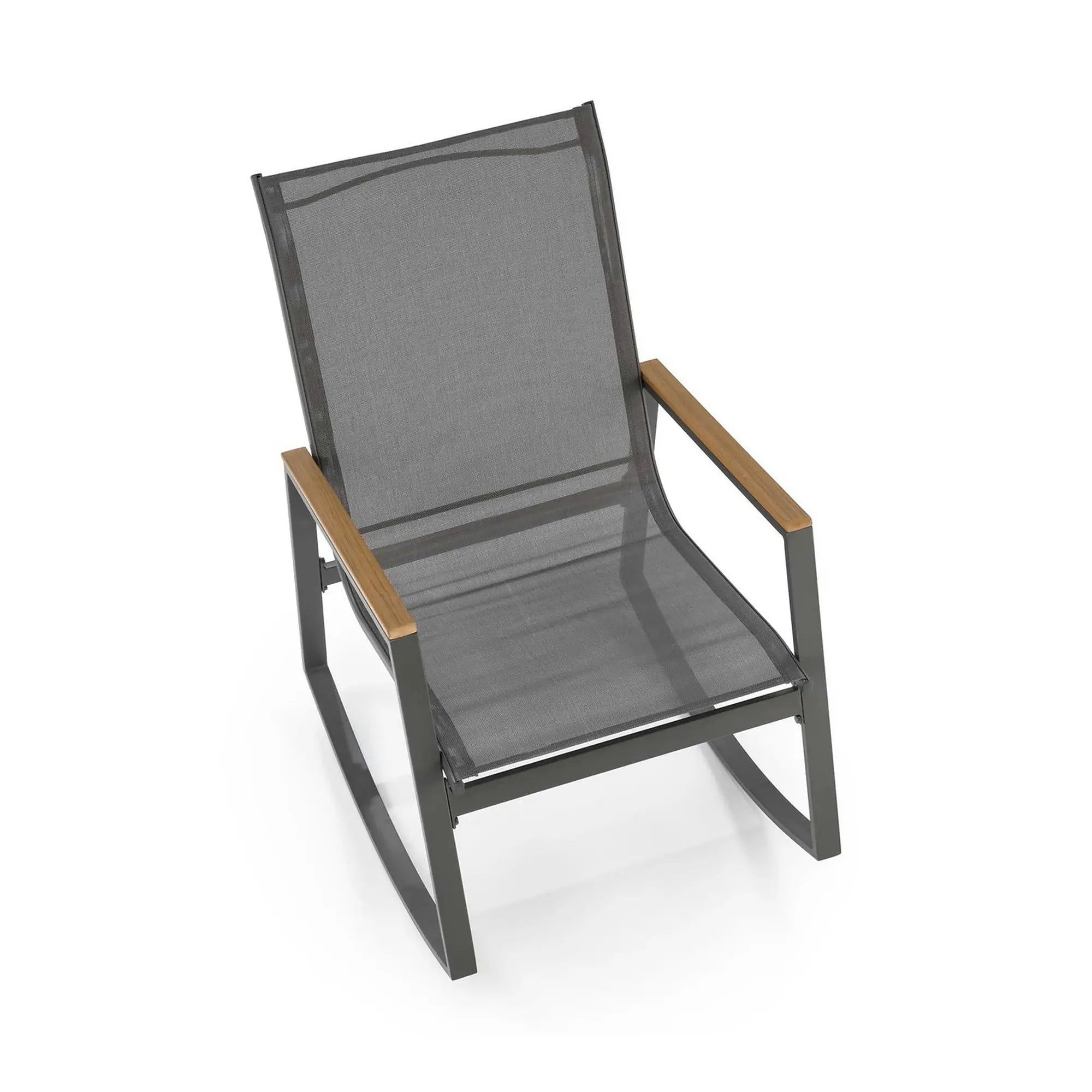 Scaun de gradina ZLATAN, gri inchis, plasa/polipropilena/metal, 62x86x97 cm