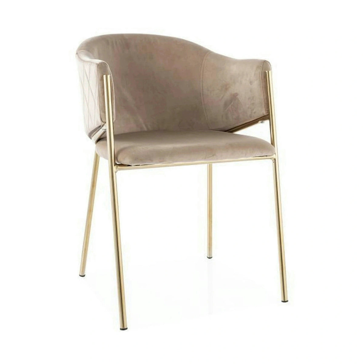 Scaun de living modern BONO, bej/auriu, stofa catifelata/metal, 55x44x77 cm