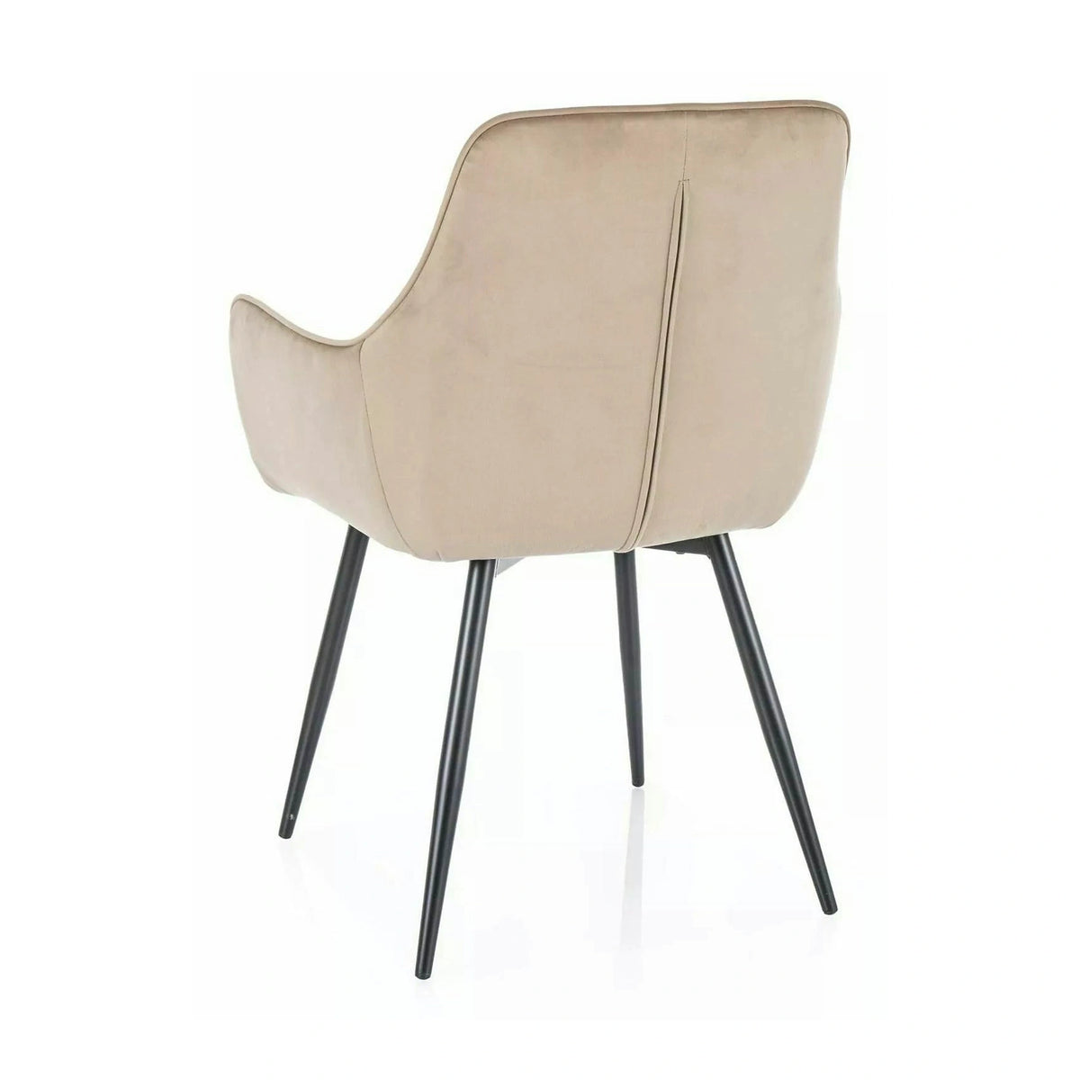 Scaun de living modern FIG, bej/negru, stofa catifelata/metal, 57x47x85 cm