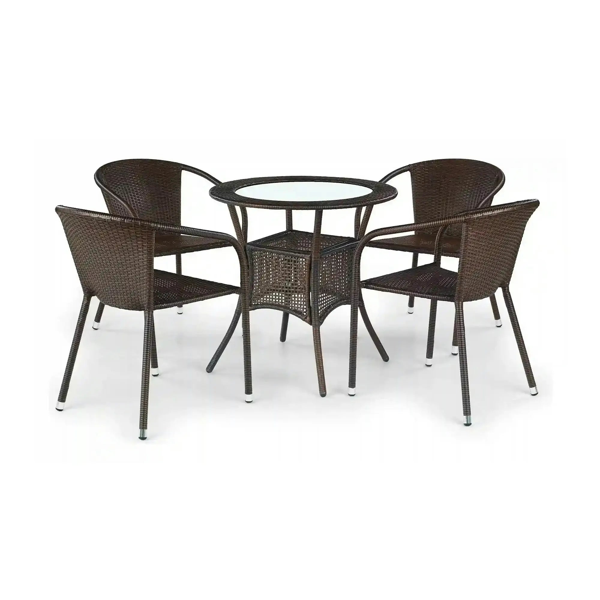 Scaun de ratan MIDAS, maro inchis, ratan sintetic/otel, 57x57x78 cm