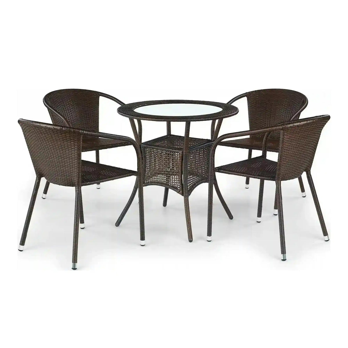 Scaun de ratan MIDAS, maro inchis, ratan sintetic/otel, 57x57x78 cm