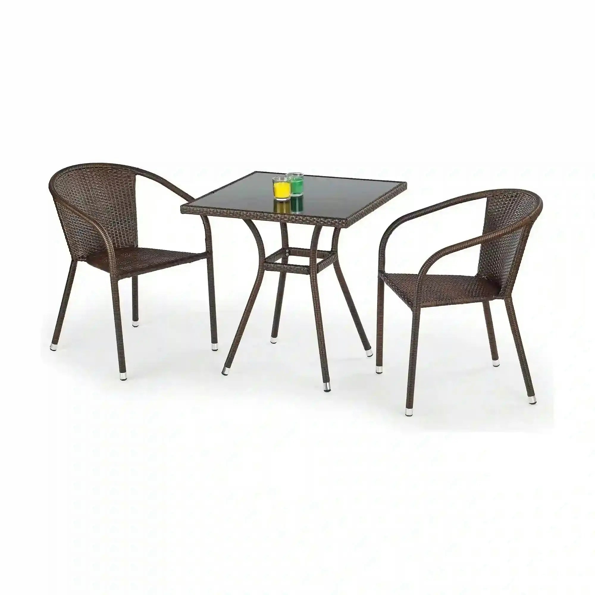 Scaun de ratan MIDAS, maro inchis, ratan sintetic/otel, 57x57x78 cm