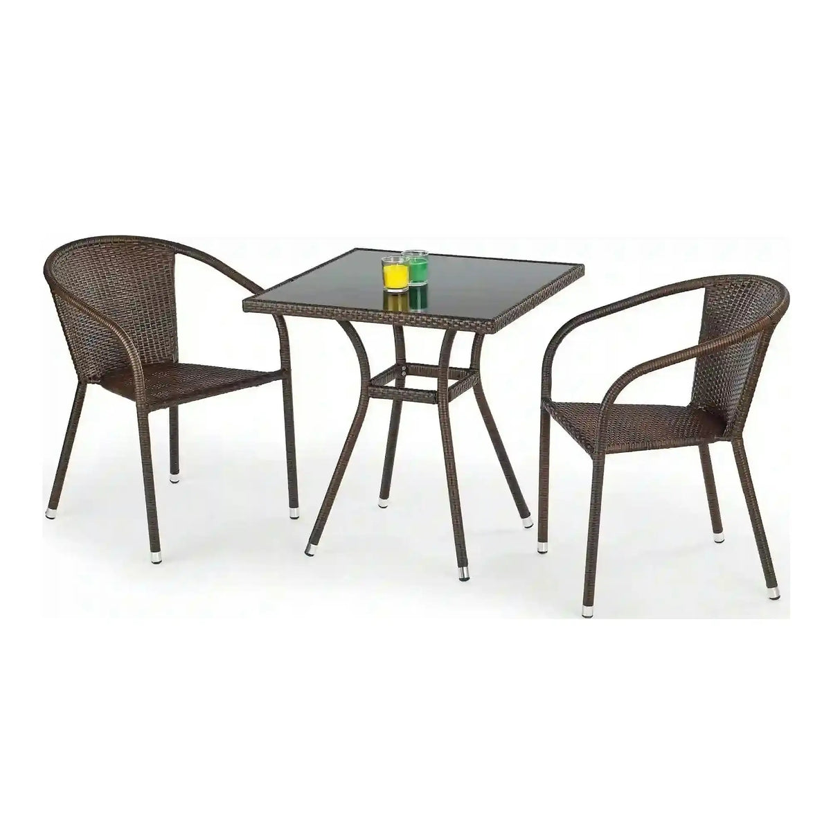 Scaun de ratan MIDAS, maro inchis, ratan sintetic/otel, 57x57x78 cm
