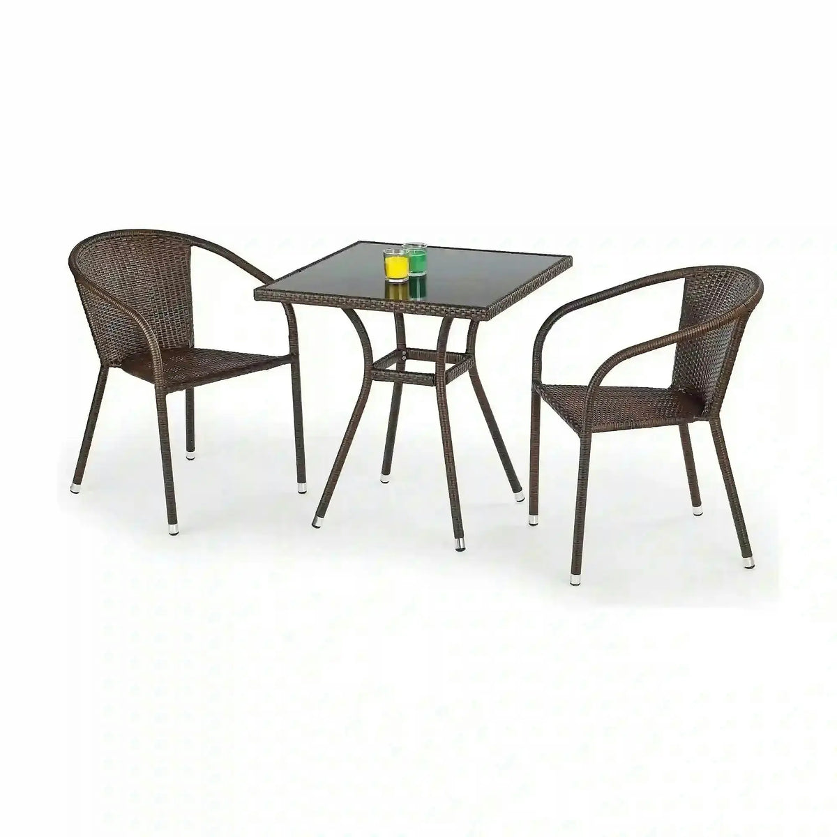 Scaun de ratan MIDAS, maro inchis, ratan sintetic/otel, 57x57x78 cm