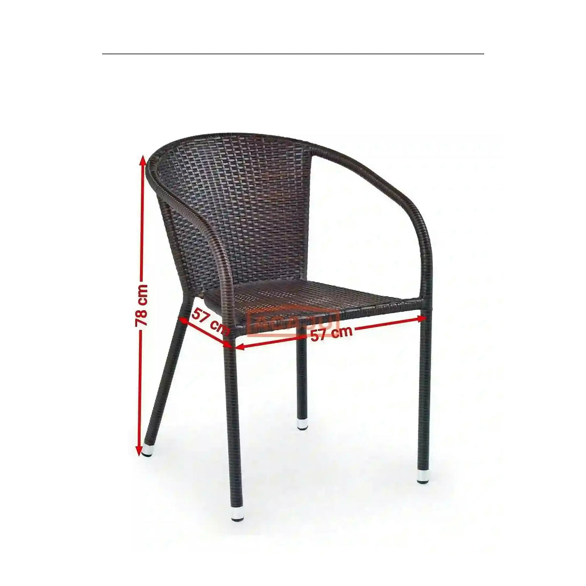 Scaun de ratan MIDAS, maro inchis, ratan sintetic/otel, 57x57x78 cm