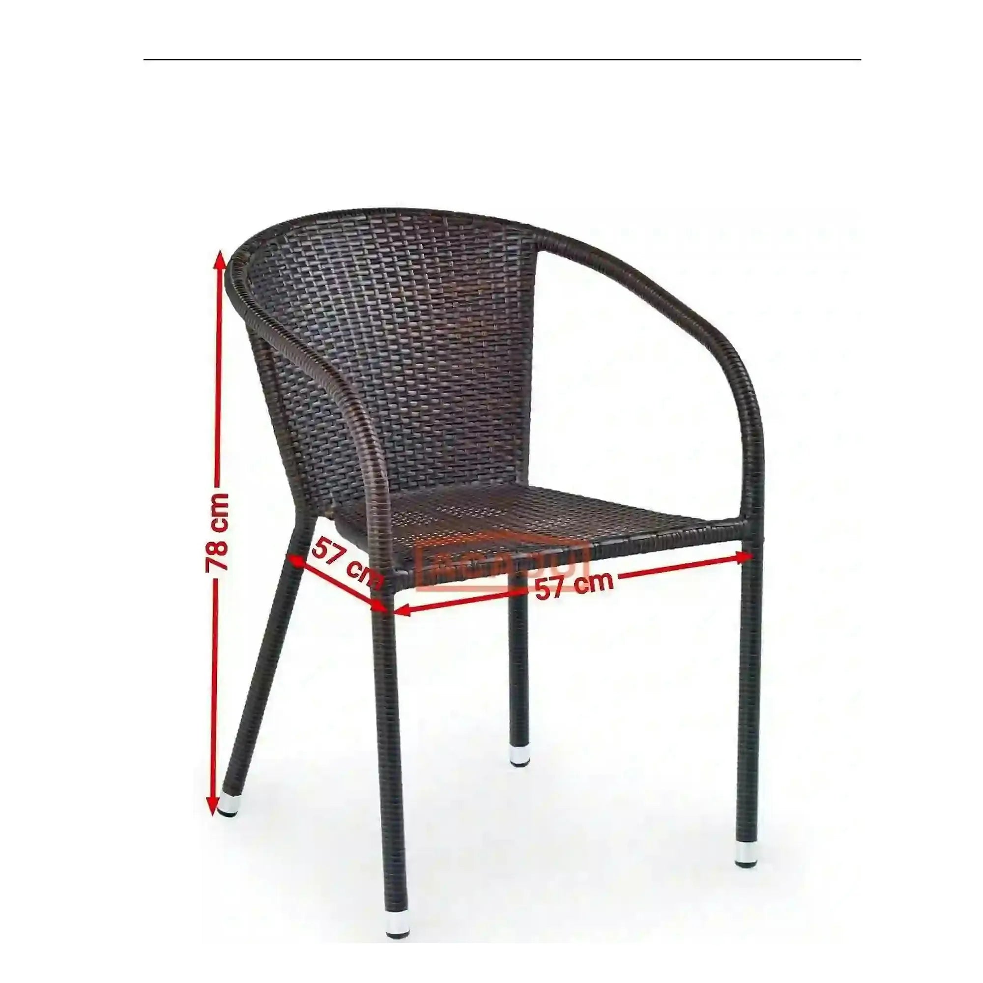 Scaun de ratan MIDAS, maro inchis, ratan sintetic/otel, 57x57x78 cm