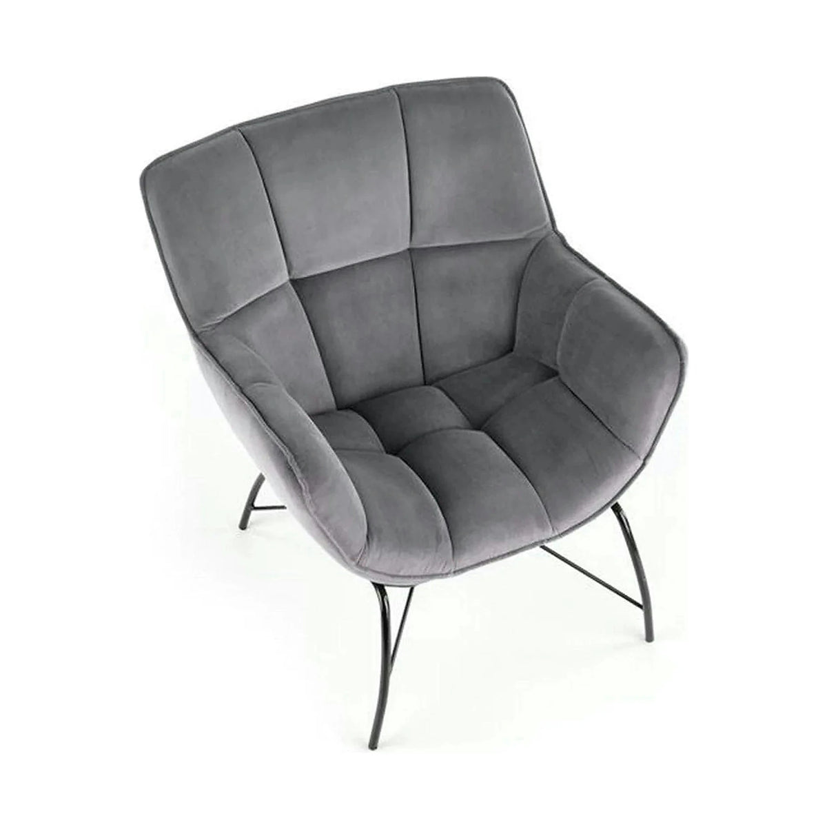 Scaun de relaxare modern BELTON, gri/negru, stofa catifelata/otel, 74x73x78 cm