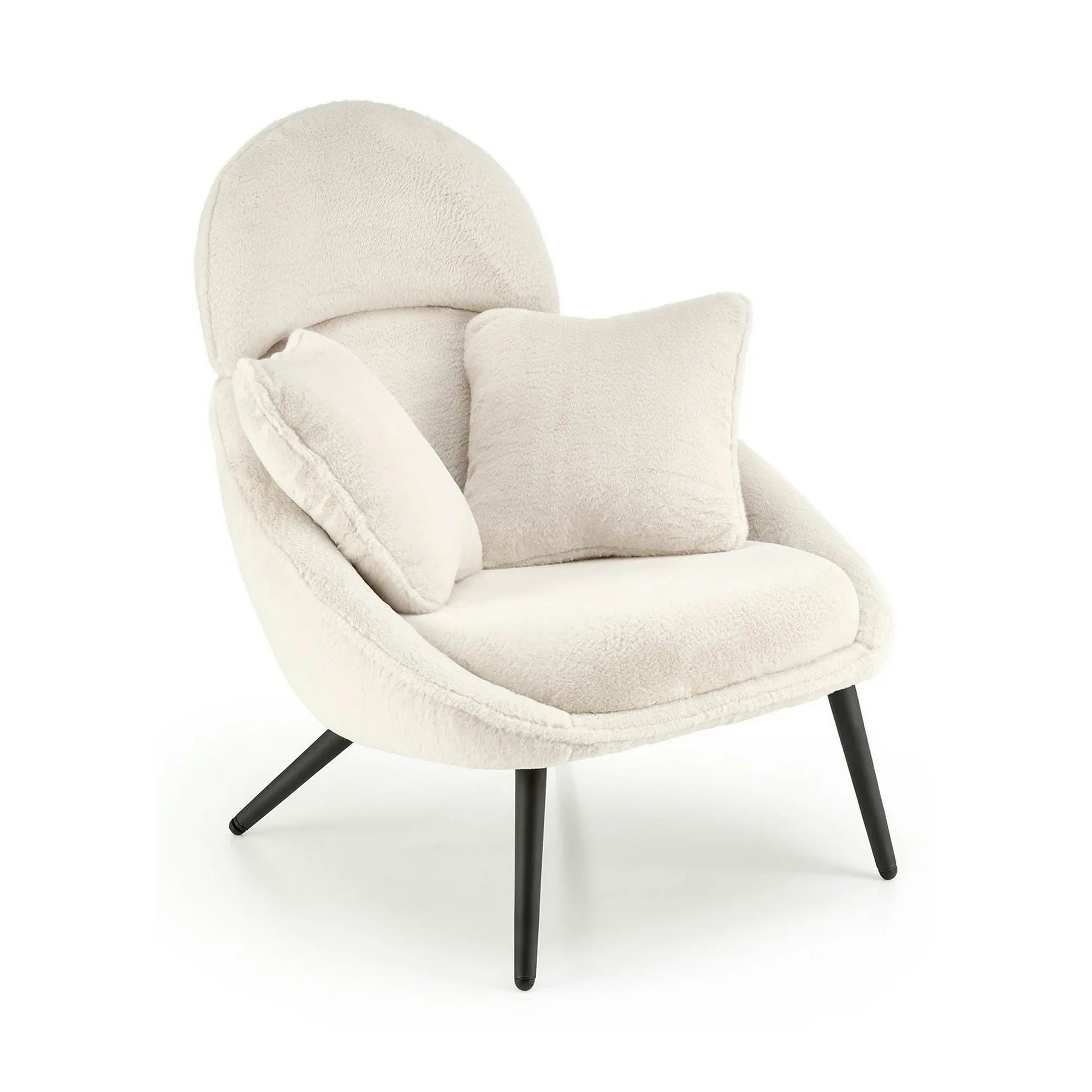Scaun de relaxare modern MERRY, crem, stofa/otel, 80x90x95 cm