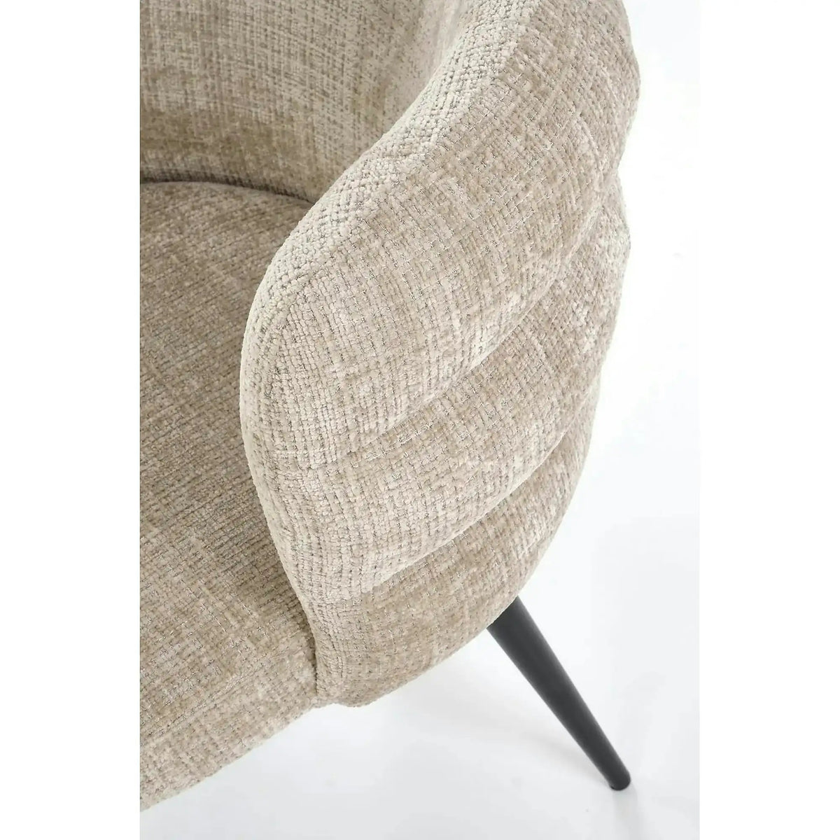 Scaun de sufragerie tapitat K575, bej - Cremona 14, stofa catifelata/otel, 62x64x79 cm