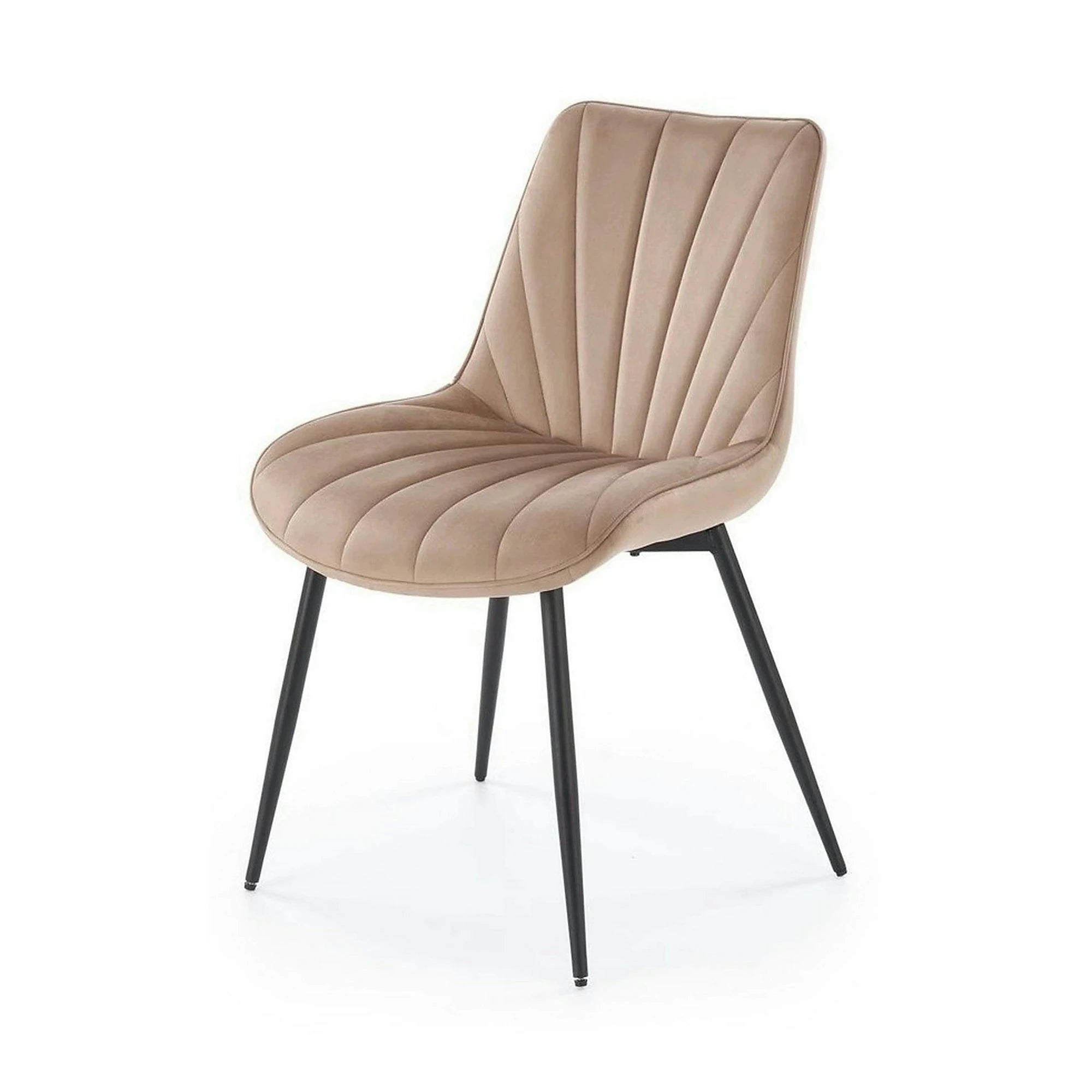 Scaun de sufragerie tapitat K589, bej - Bluvel 40, stofa catifelata/otel, 50x63x87 cm