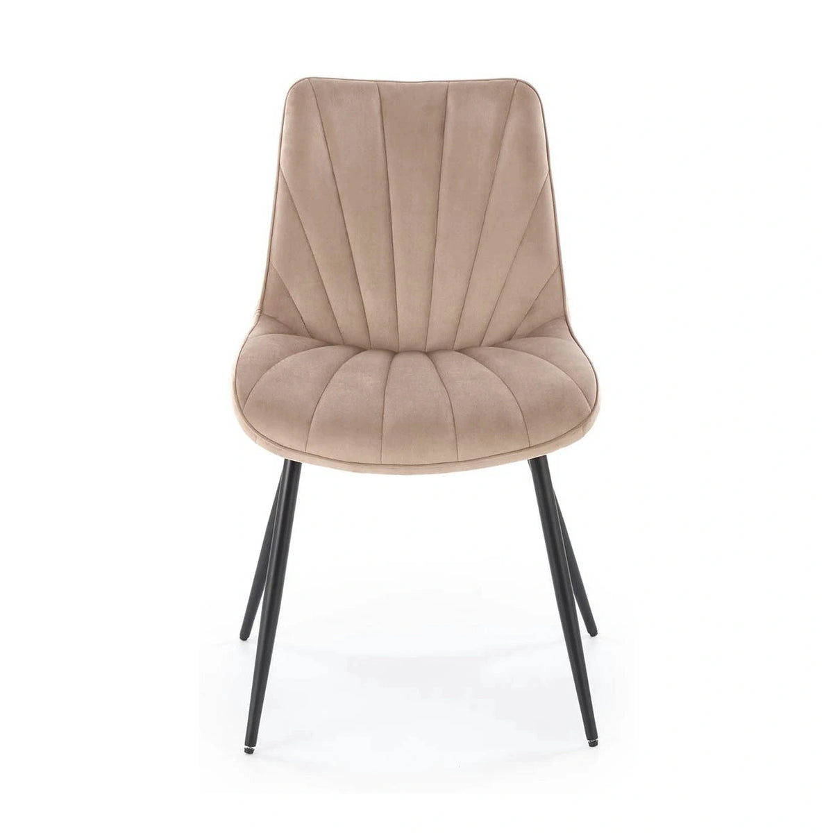 Scaun de sufragerie tapitat K589, bej - Bluvel 40, stofa catifelata/otel, 50x63x87 cm