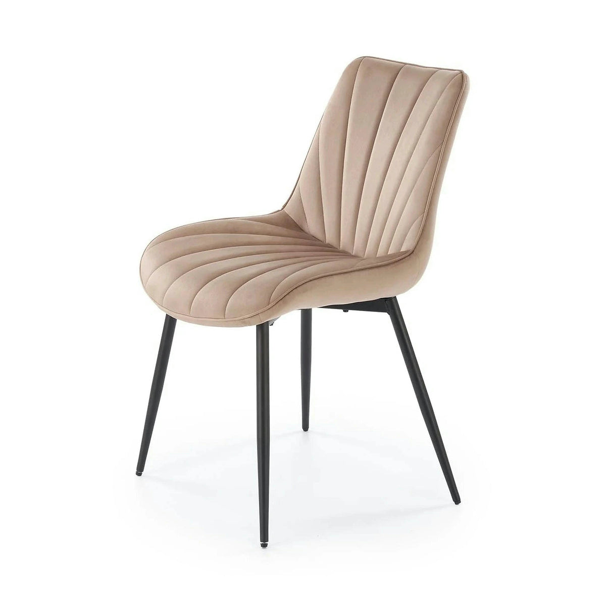 Scaun de sufragerie tapitat K589, bej - Bluvel 40, stofa catifelata/otel, 50x63x87 cm