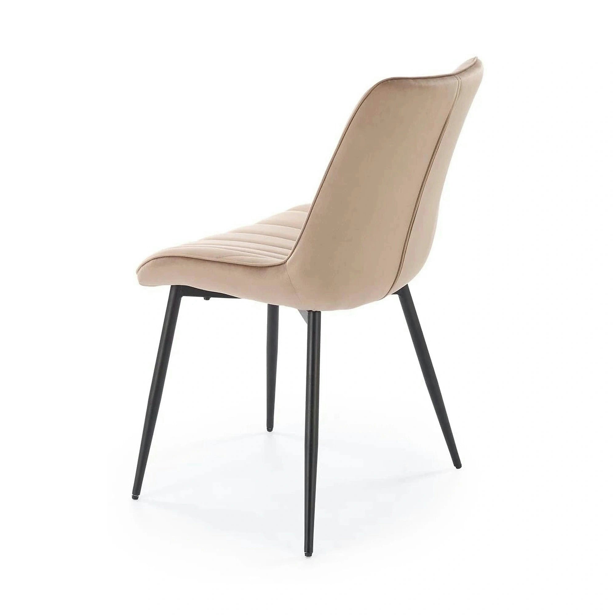 Scaun de sufragerie tapitat K589, bej - Bluvel 40, stofa catifelata/otel, 50x63x87 cm