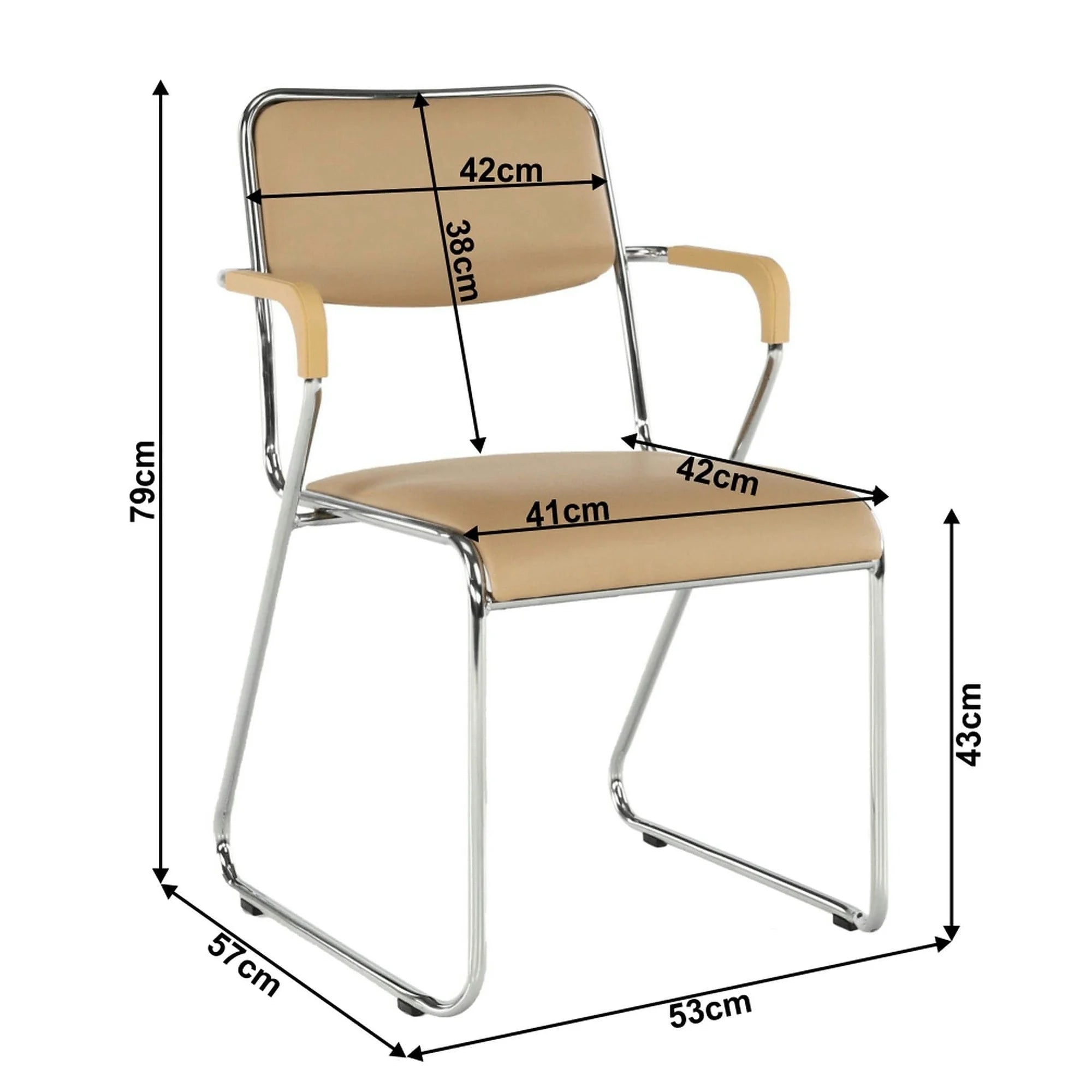 Scaun DERYA, maro, piele ecologica/metal, 53x57x79 cm