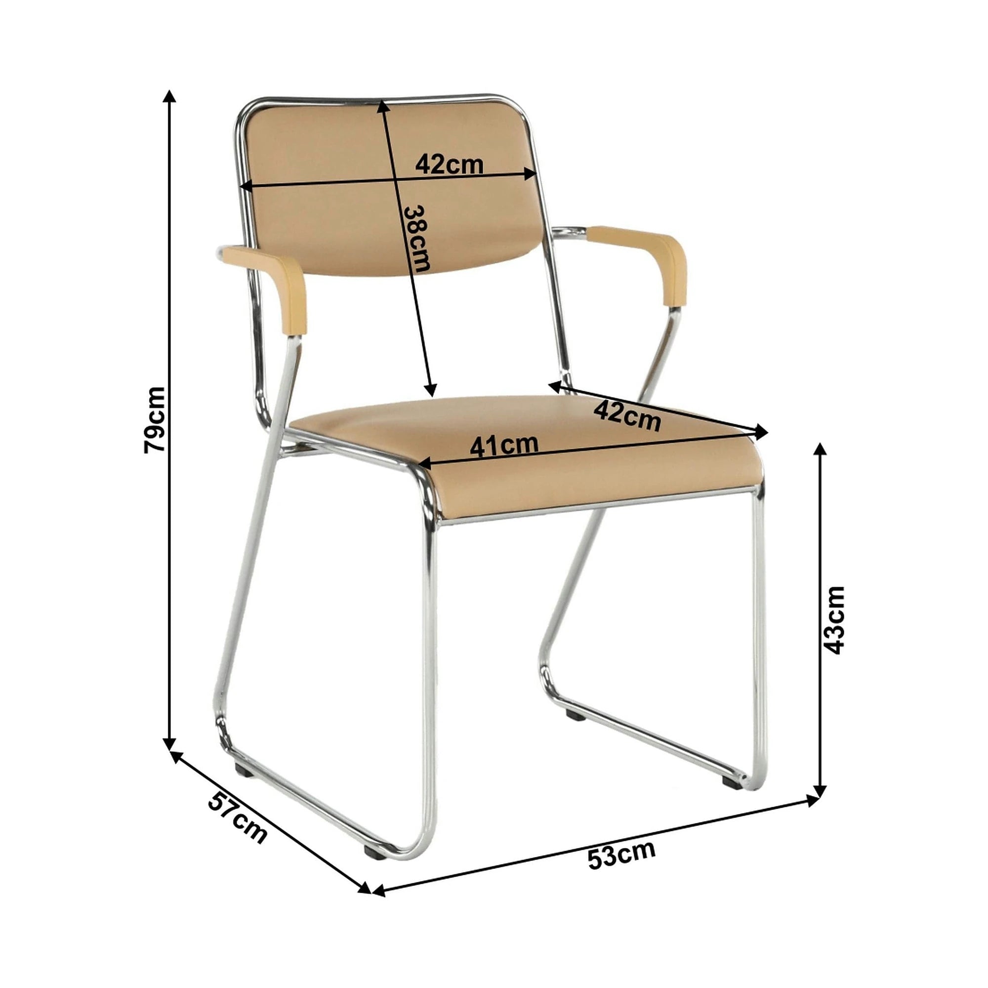 Scaun DERYA, maro, piele ecologica/metal, 53x57x79 cm