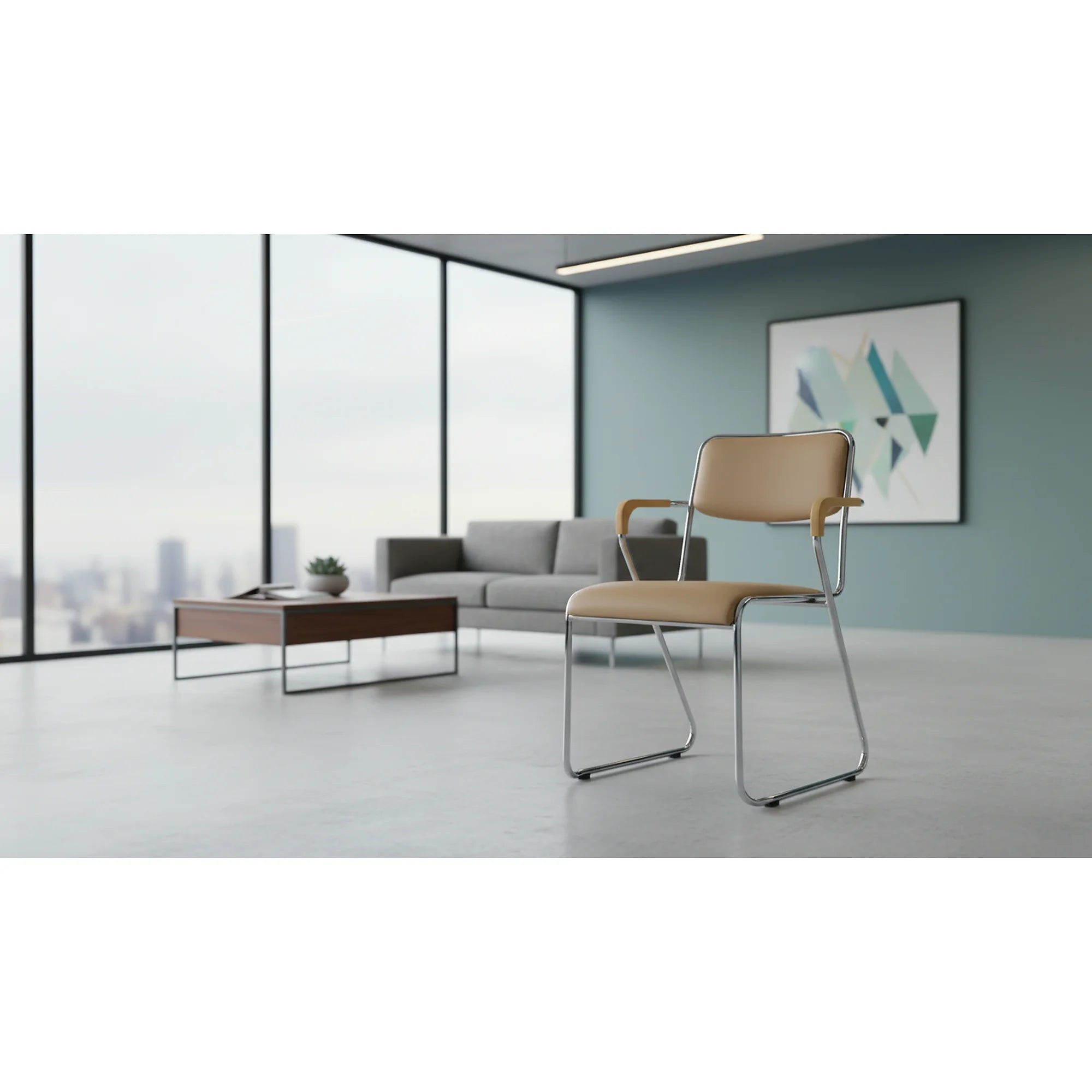 Scaun DERYA, maro, piele ecologica/metal, 53x57x79 cm