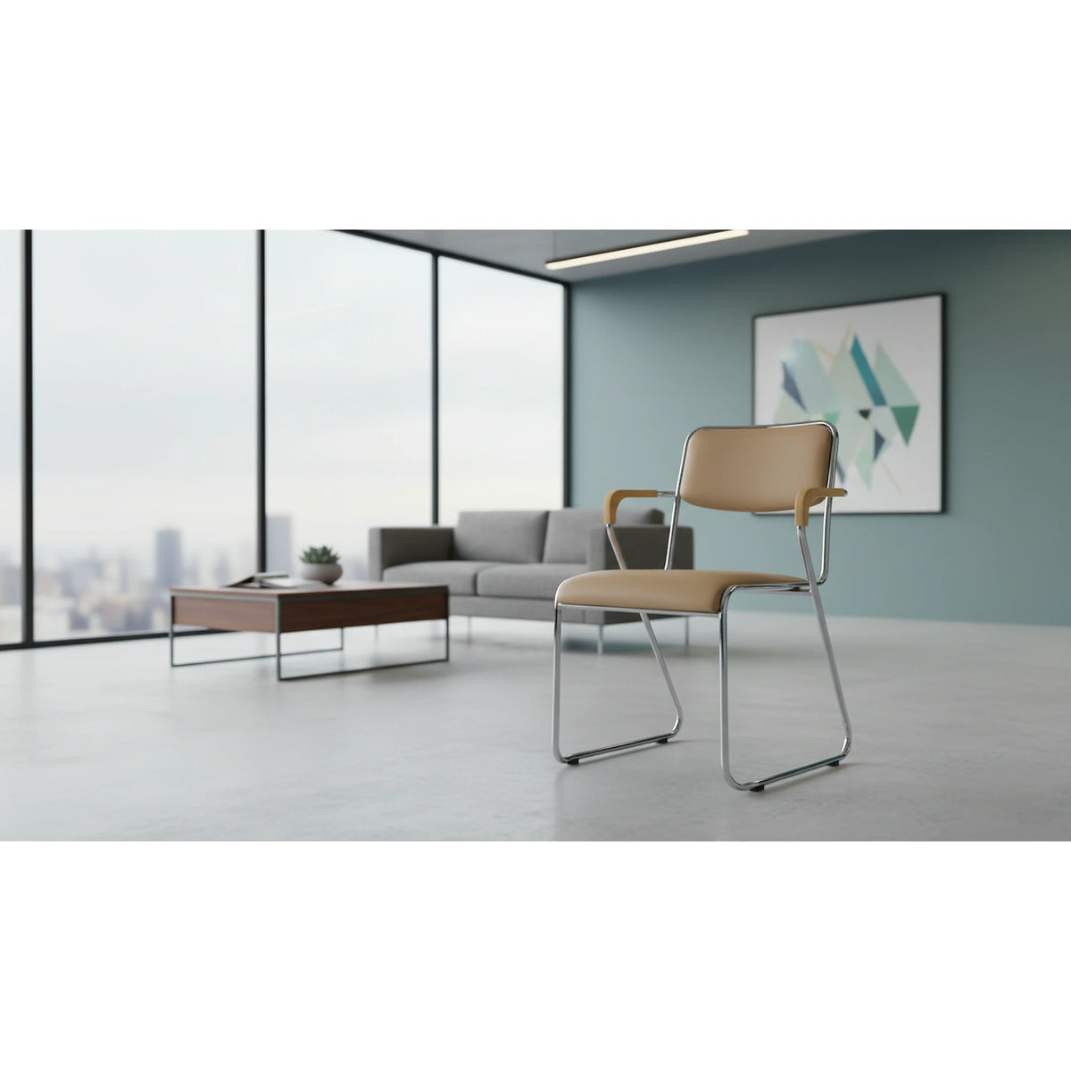 Scaun DERYA, maro, piele ecologica/metal, 53x57x79 cm