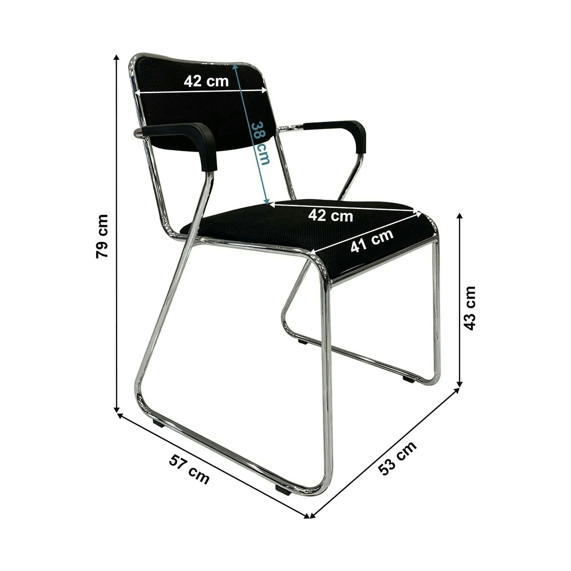 Scaun DERYA, negru/crom, plasa/plastic/metal, 53x57x79 cm