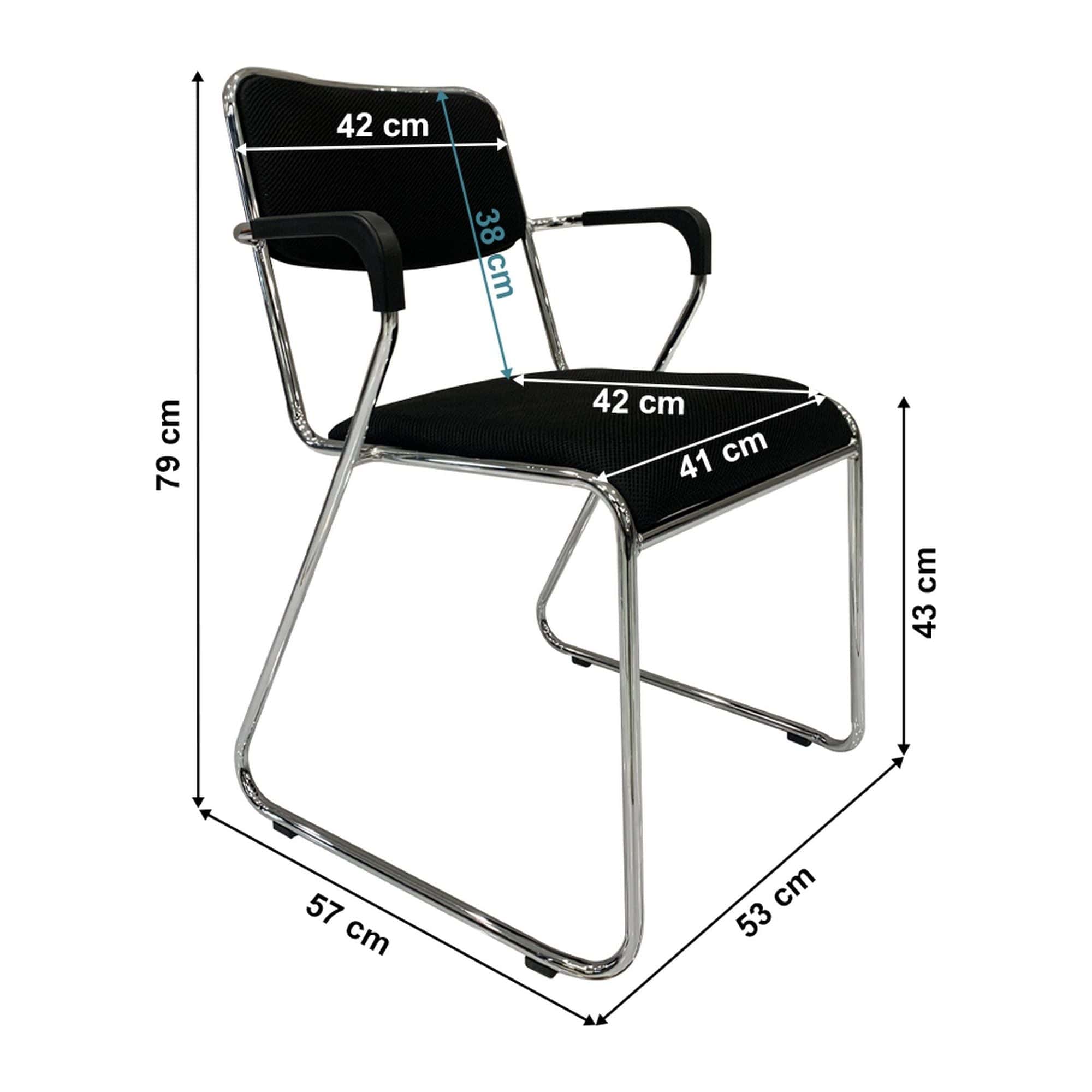 Scaun DERYA, negru/crom, plasa/plastic/metal, 53x57x79 cm