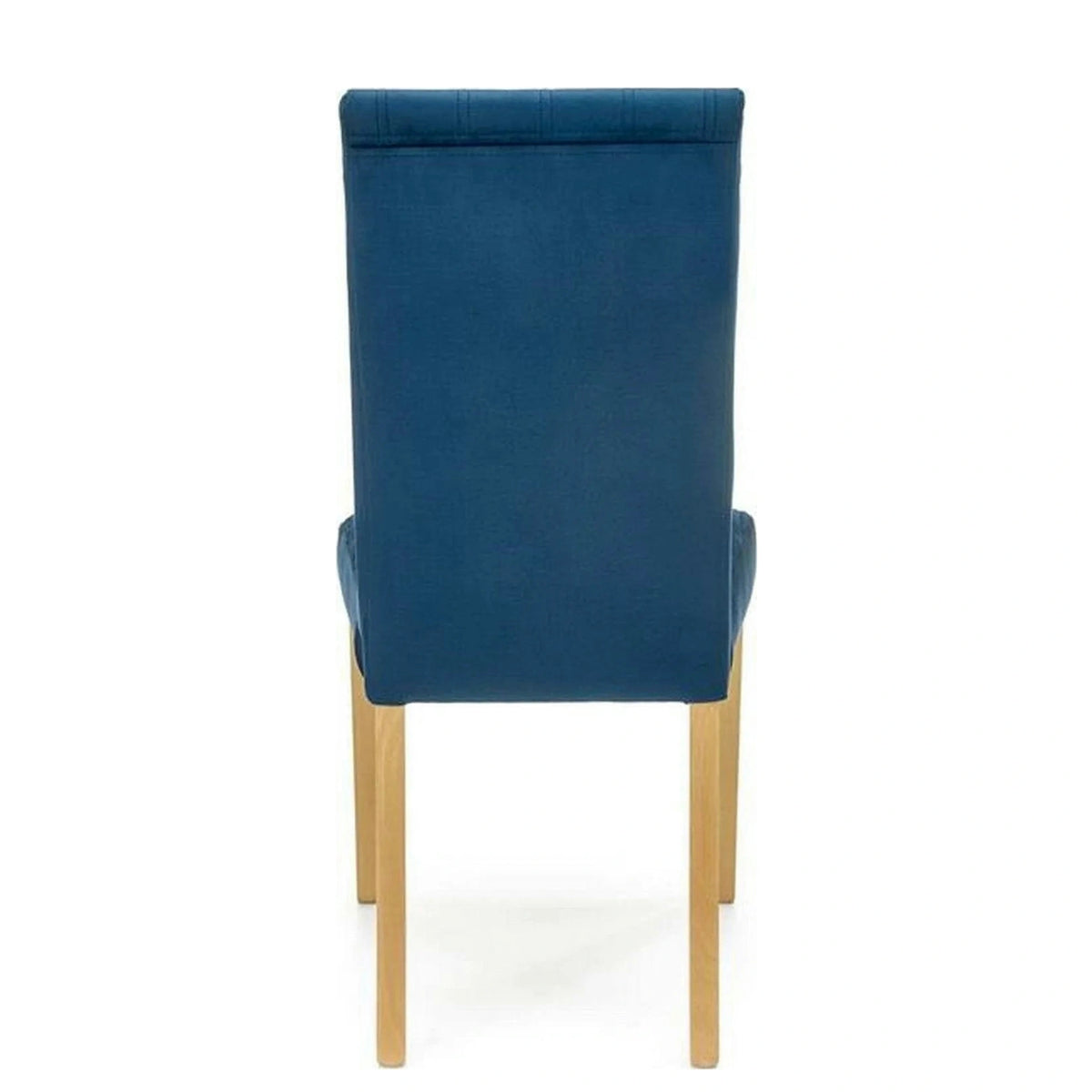 Scaun DIEGO 3, albastru marin/stejar miere, stofa catifelata/lemn de fag, 47x59x99 cm