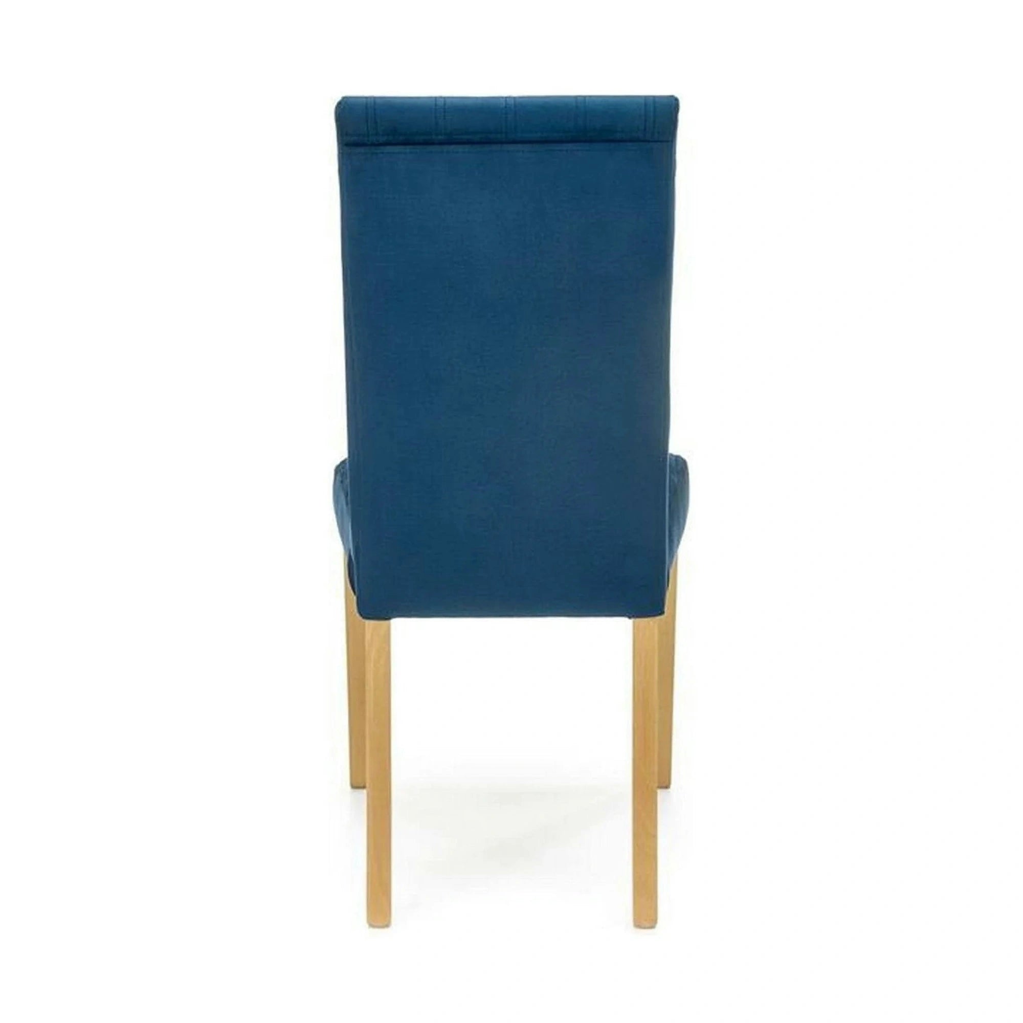 Scaun DIEGO 3, albastru marin/stejar miere, stofa catifelata/lemn de fag, 47x59x99 cm