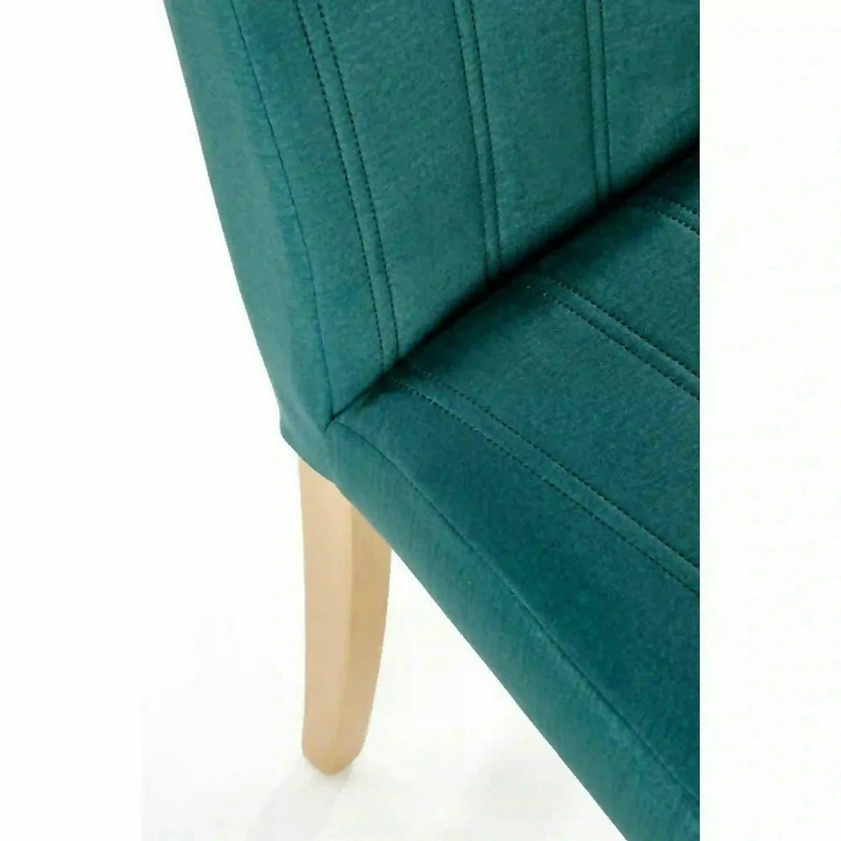 Scaun DIEGO 3, verde/stejar miere, stofa catifelata/lemn de fag, 47x59x99 cm