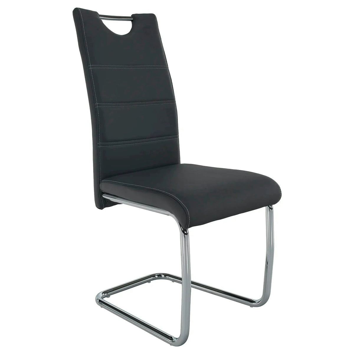 Scaun dining ABIRA NEW, gri inchis/crom, piele ecologica/metal, 44x57x99 cm