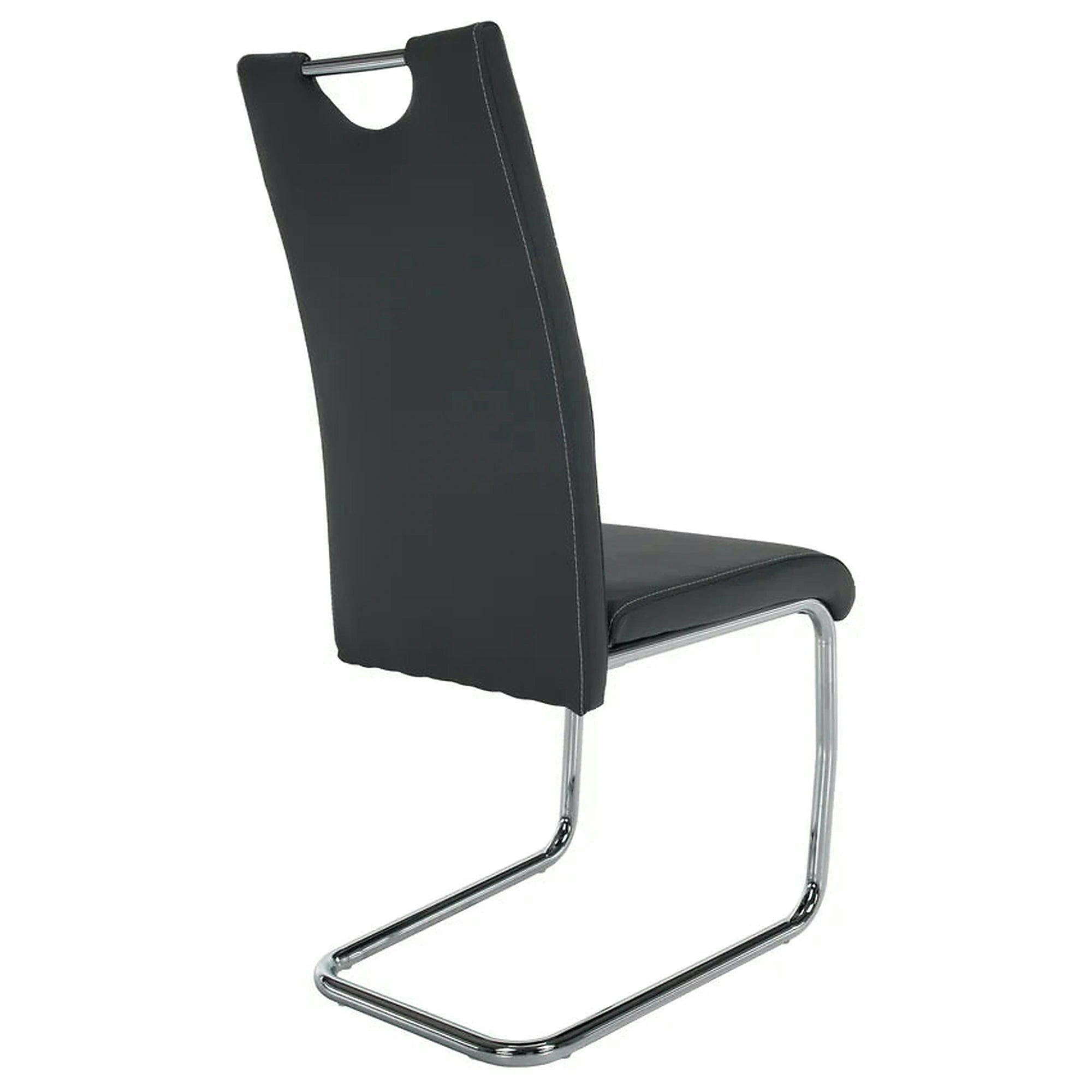 Scaun dining ABIRA NEW, gri inchis/crom, piele ecologica/metal, 44x57x99 cm