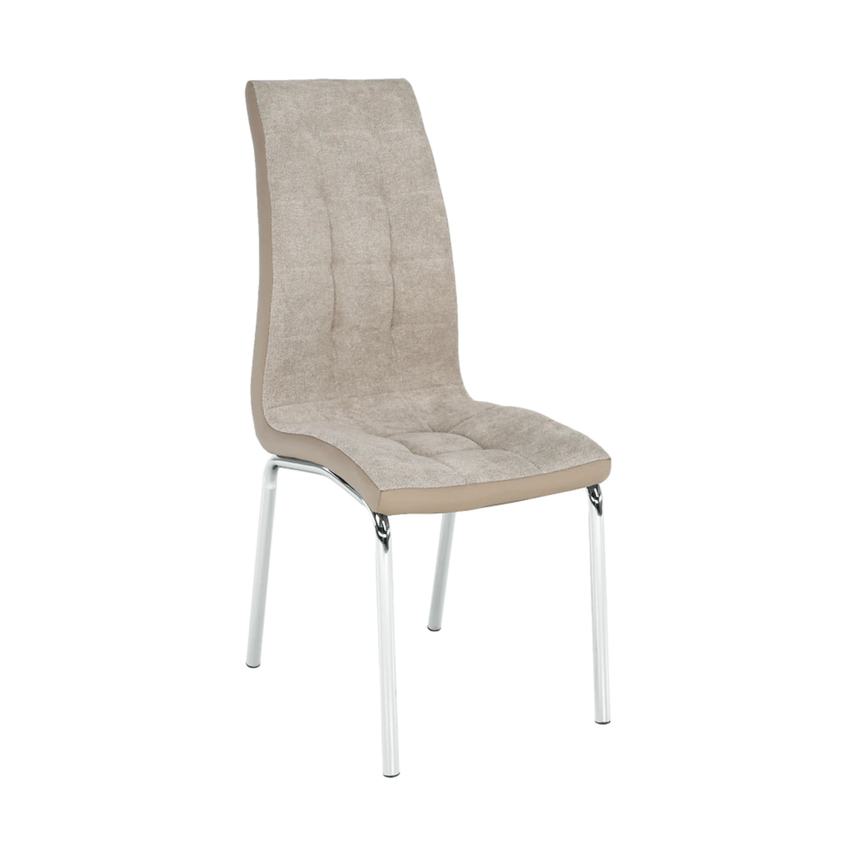 Scaun dining GERDA NEW, bej/crom, textil/piele ecologica/metal, 42x58x103 cm