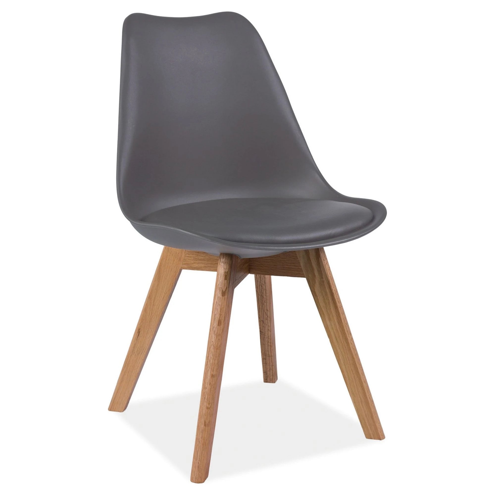 Scaun dining Kris, gri/stejar, piele ecologica/lemn, 49X43X83 cm