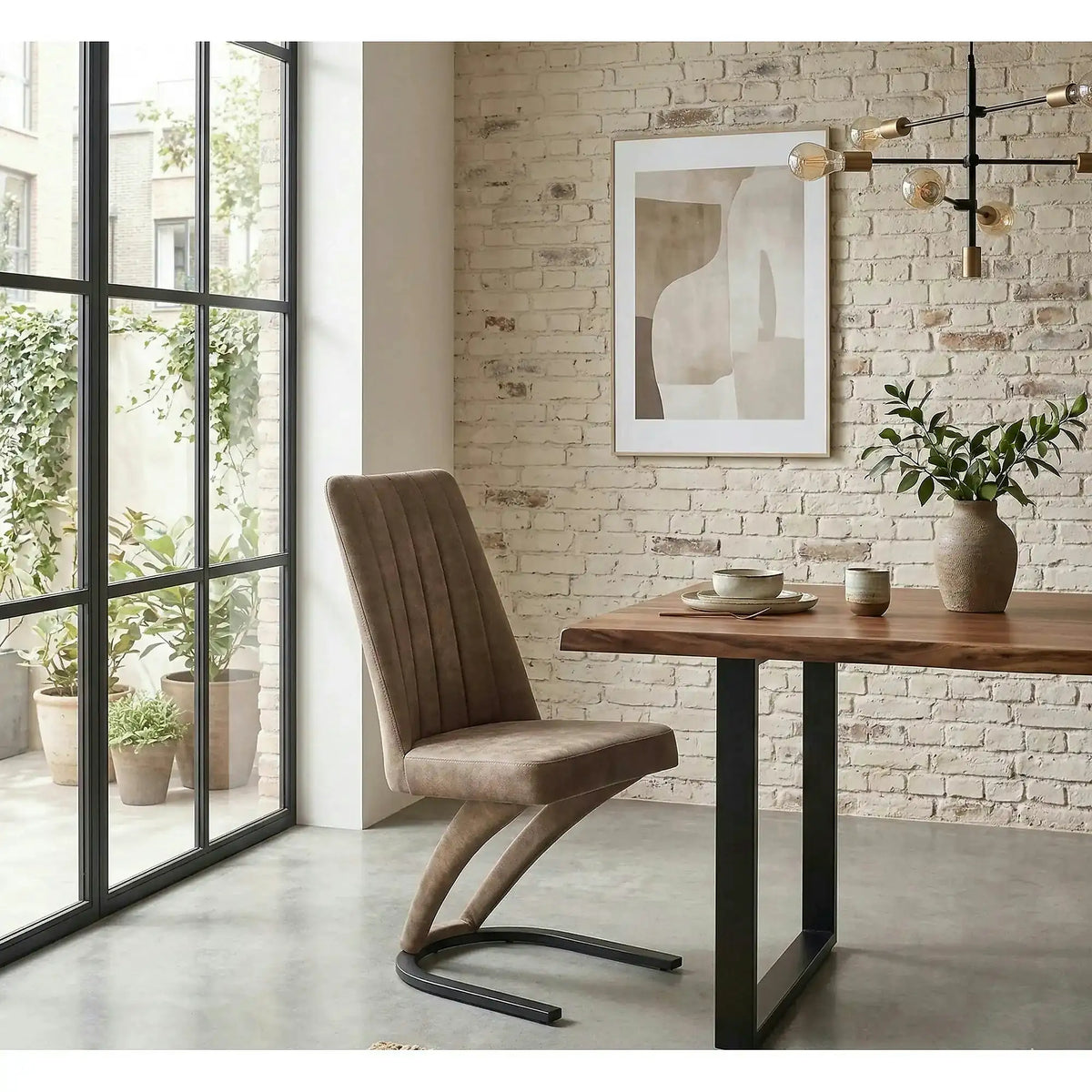 Scaun dining maro K338, maro/negru, piele ecologica/metal, 46X61X98 CM