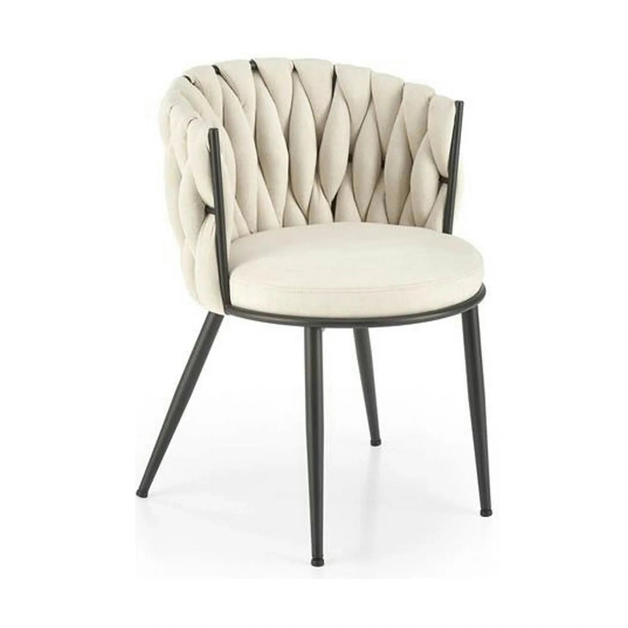 Scaun dining modern K516, bej/negru, stofa clasica/otel, 57x60x79 cm