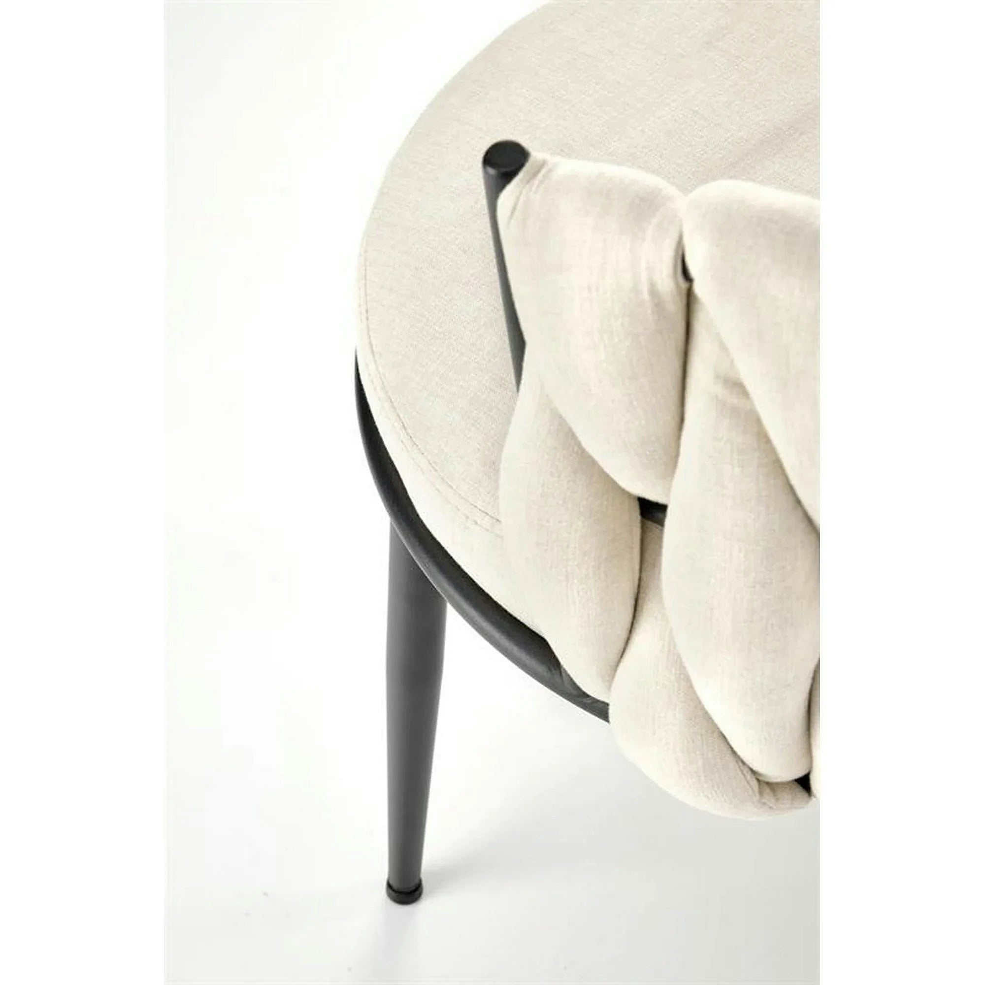 Scaun dining modern K516, bej/negru, stofa clasica/otel, 57x60x79 cm