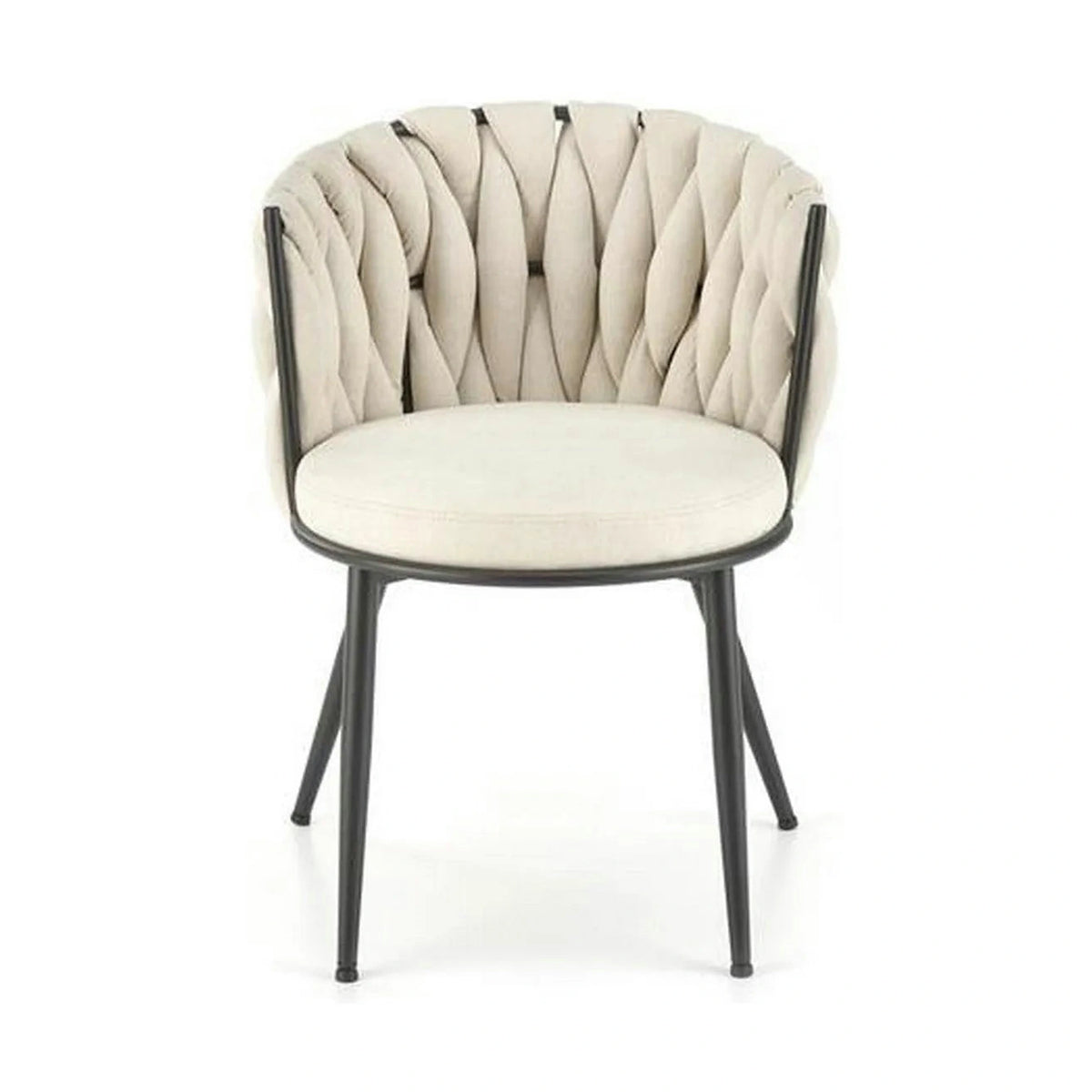 Scaun dining modern K516, bej/negru, stofa clasica/otel, 57x60x79 cm