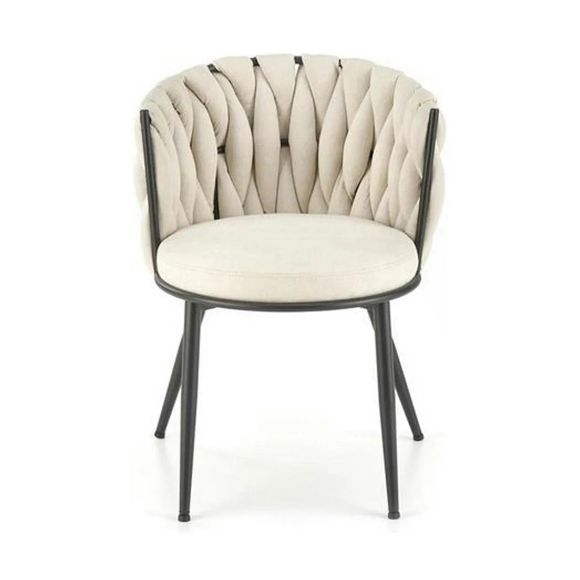 Scaun dining modern K516, bej/negru, stofa clasica/otel, 57x60x79 cm