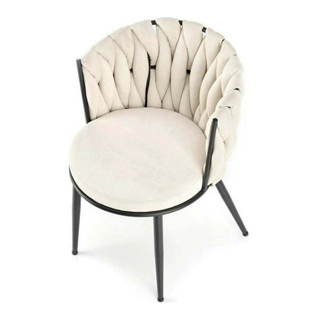 Scaun dining modern K516, bej/negru, stofa clasica/otel, 57x60x79 cm