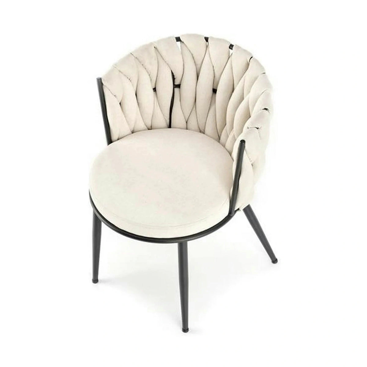 Scaun dining modern K516, bej/negru, stofa clasica/otel, 57x60x79 cm