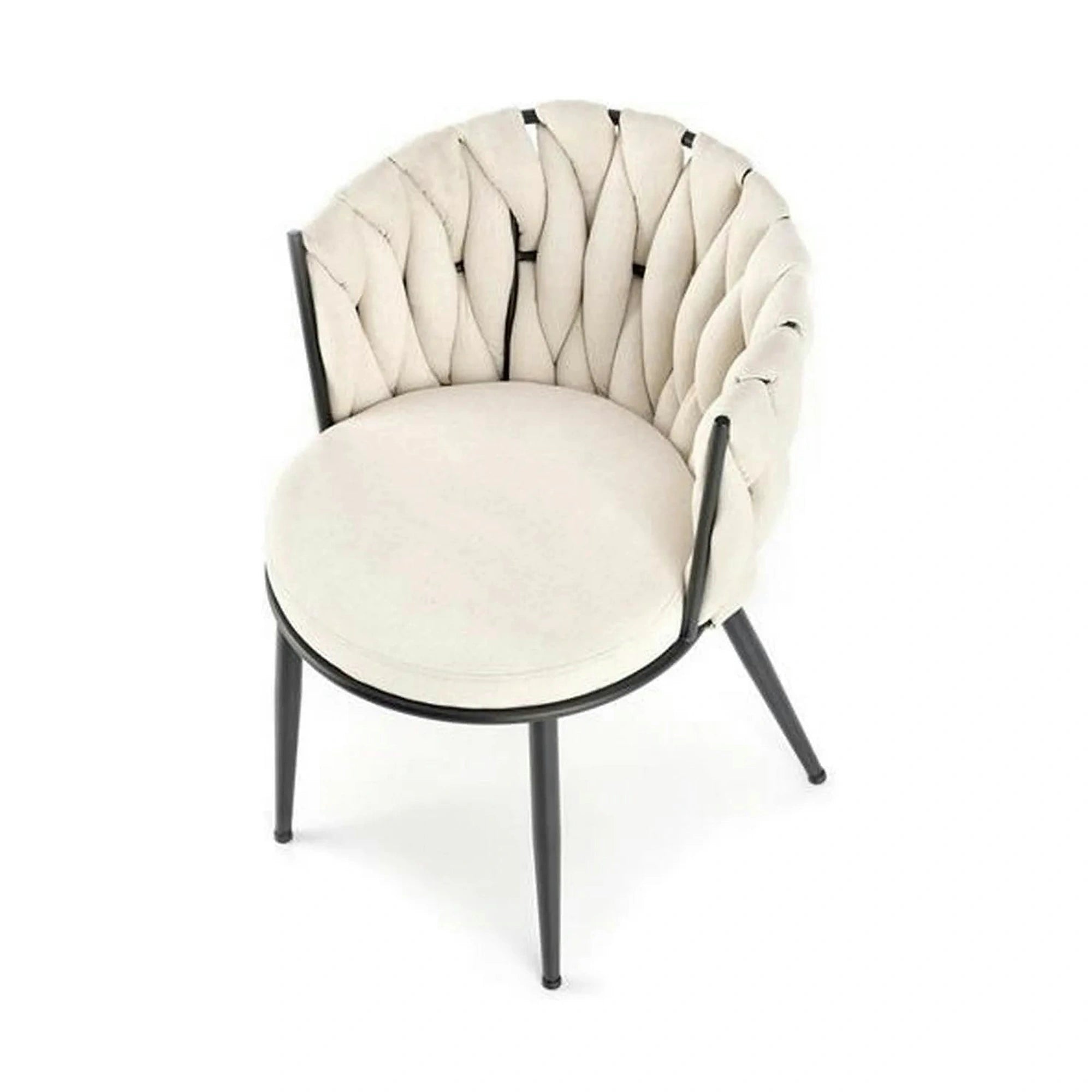 Scaun dining modern K516, bej/negru, stofa clasica/otel, 57x60x79 cm