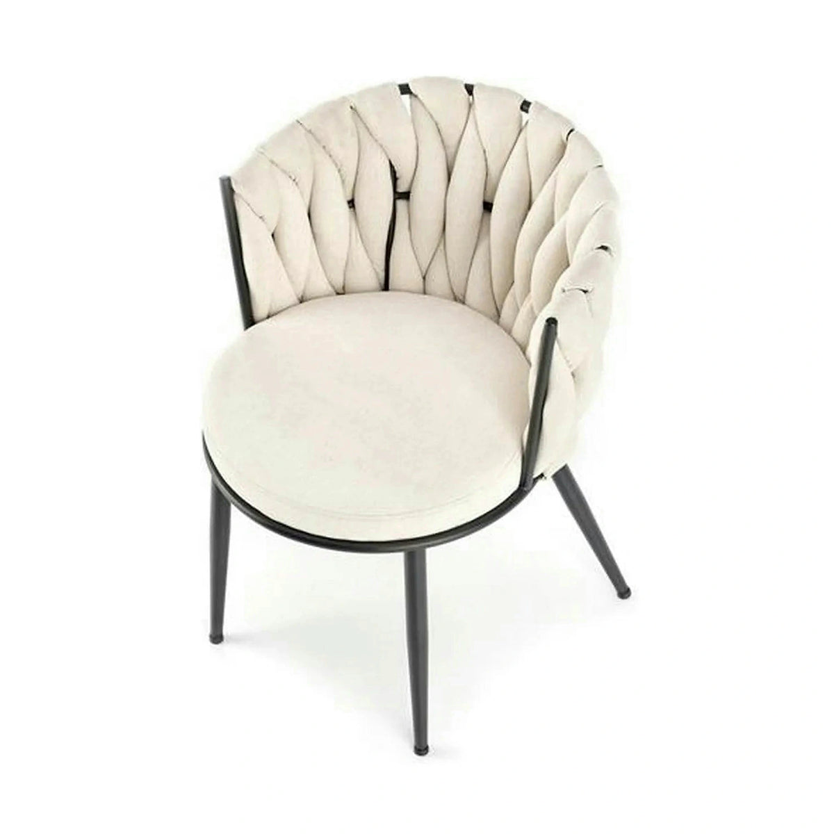 Scaun dining modern K516, bej/negru, stofa clasica/otel, 57x60x79 cm