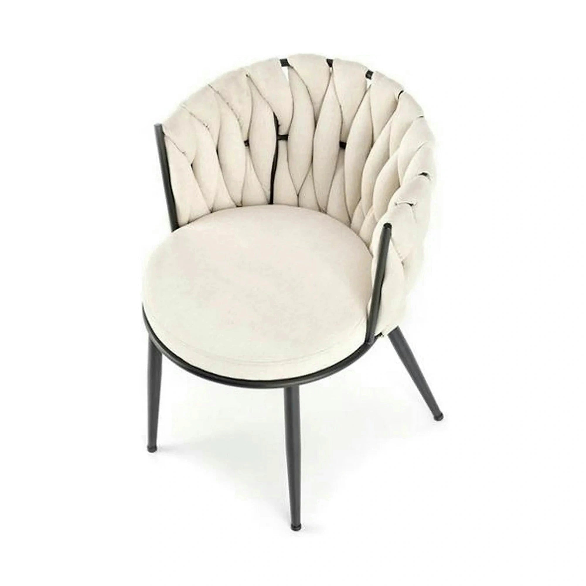 Scaun dining modern K516, bej/negru, stofa clasica/otel, 57x60x79 cm
